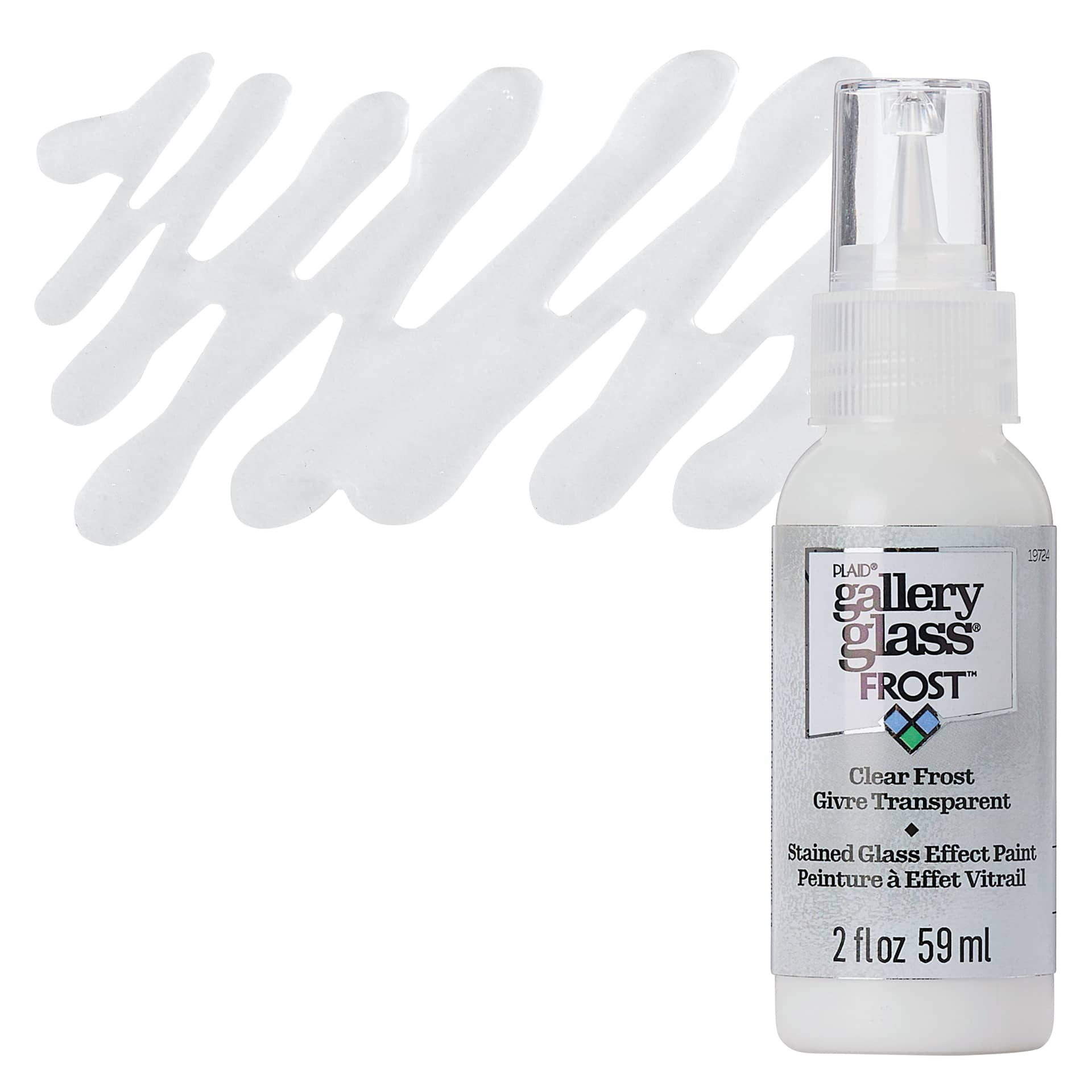 Gallery Glass Paint - Frost Clear, 2 oz bottle and swatch