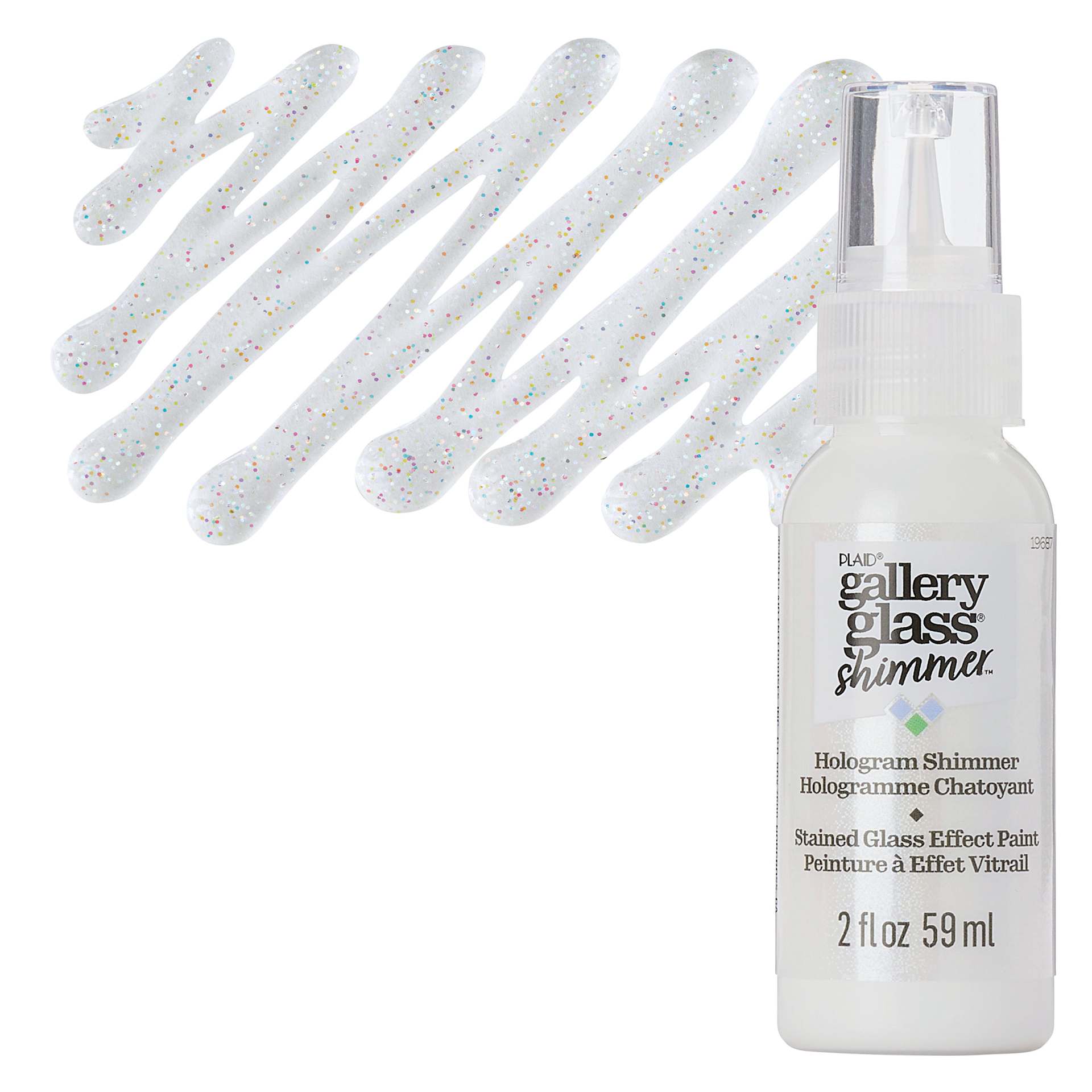 Gallery Glass Paint - Shimmer Hologram, 2 oz bottle and swatch