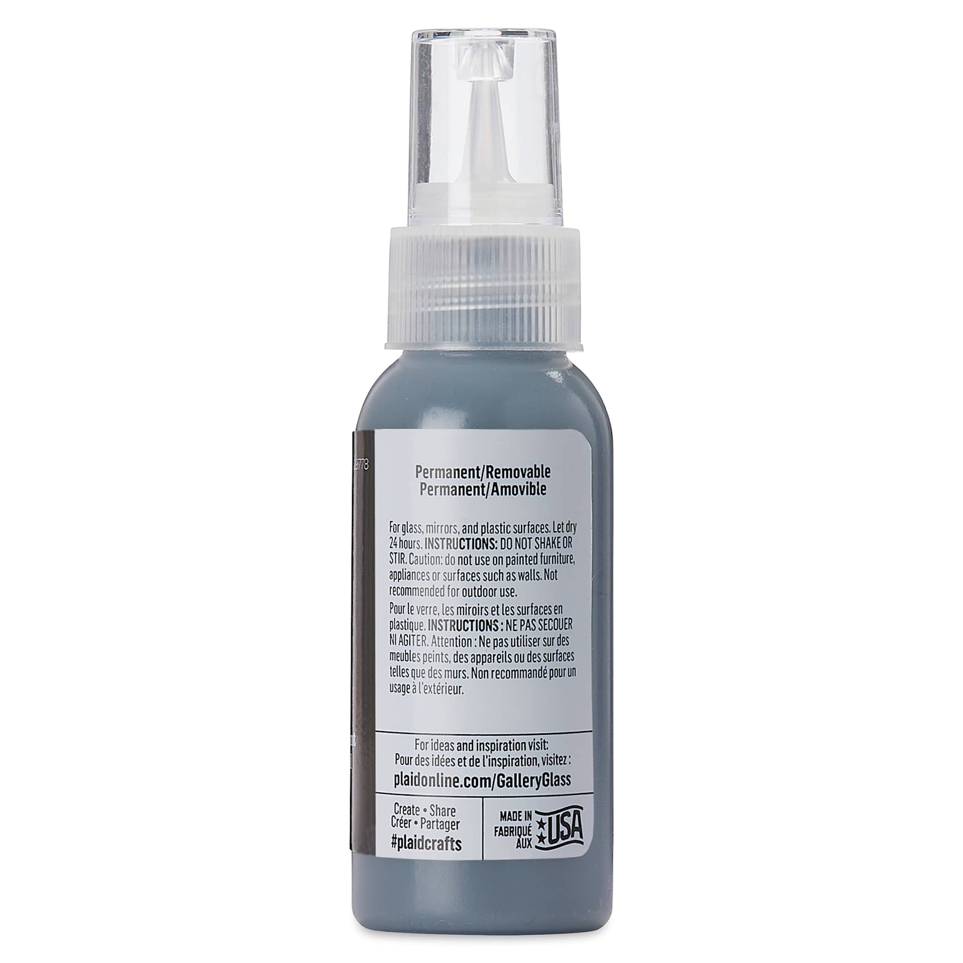 Gallery Glass Paint - Jet Black, 2 oz (Back of bottle)
