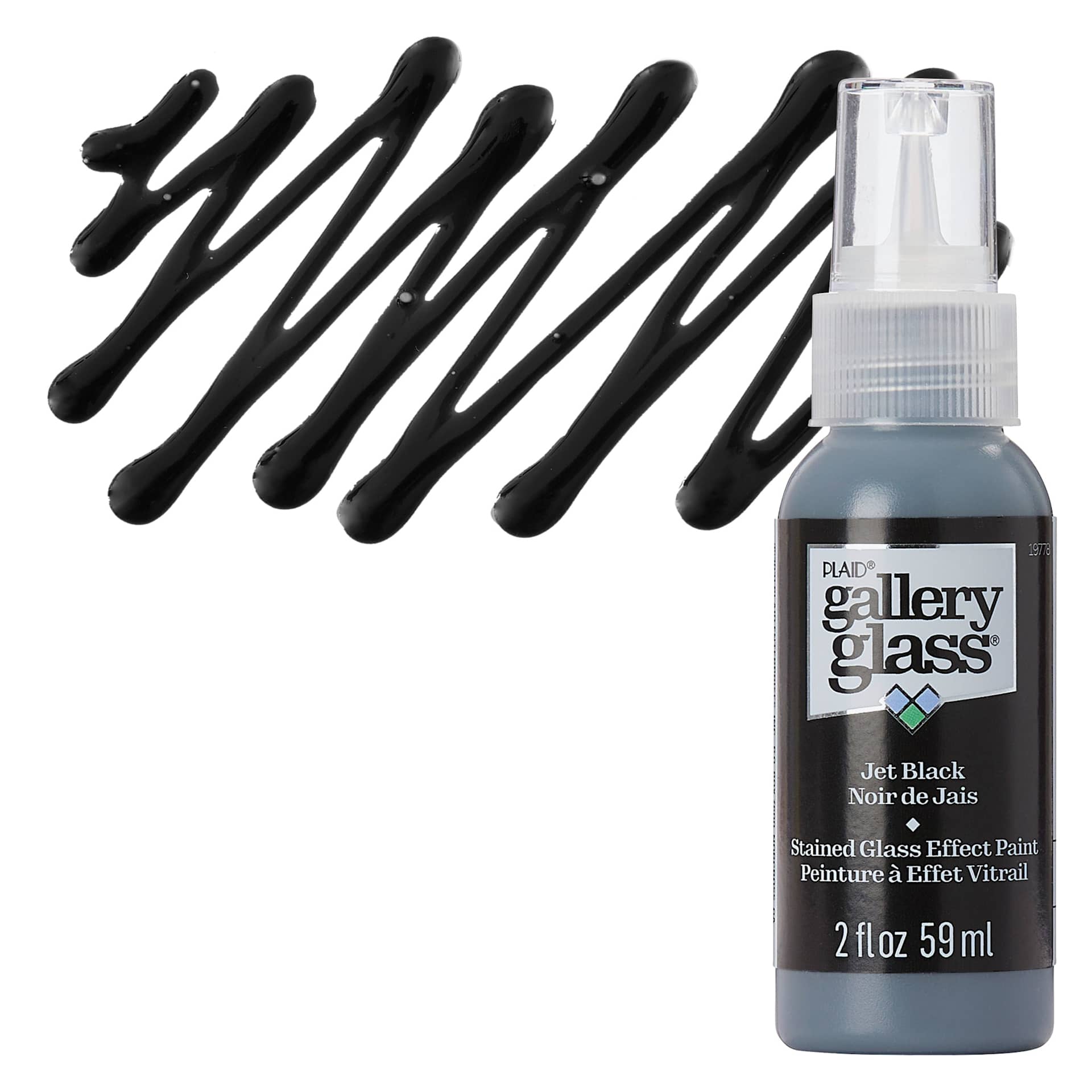 Gallery Glass Paint - Jet Black, 2 oz bottle and swatch