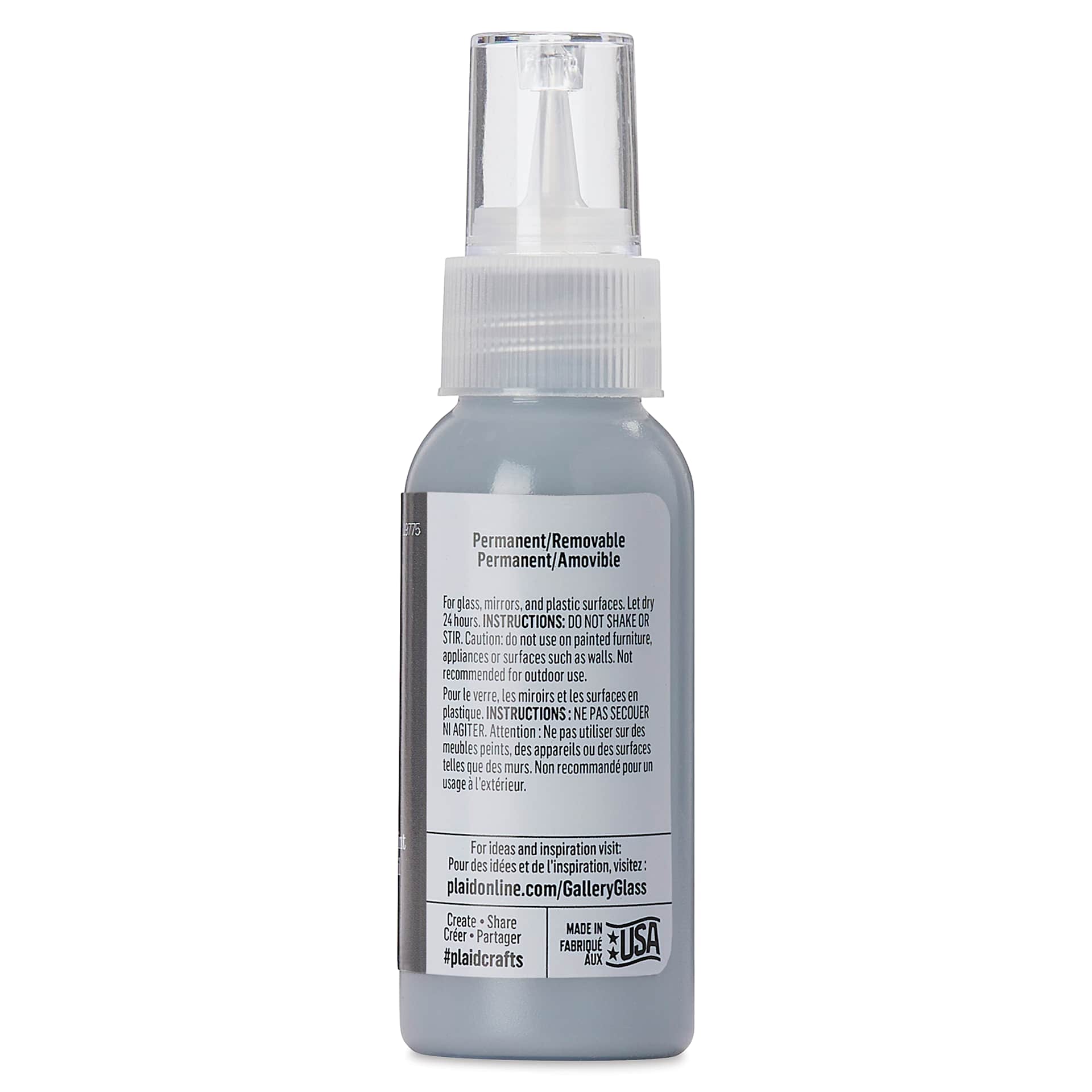Gallery Glass Paint - Black Onyx, 2 oz (Back of bottle)