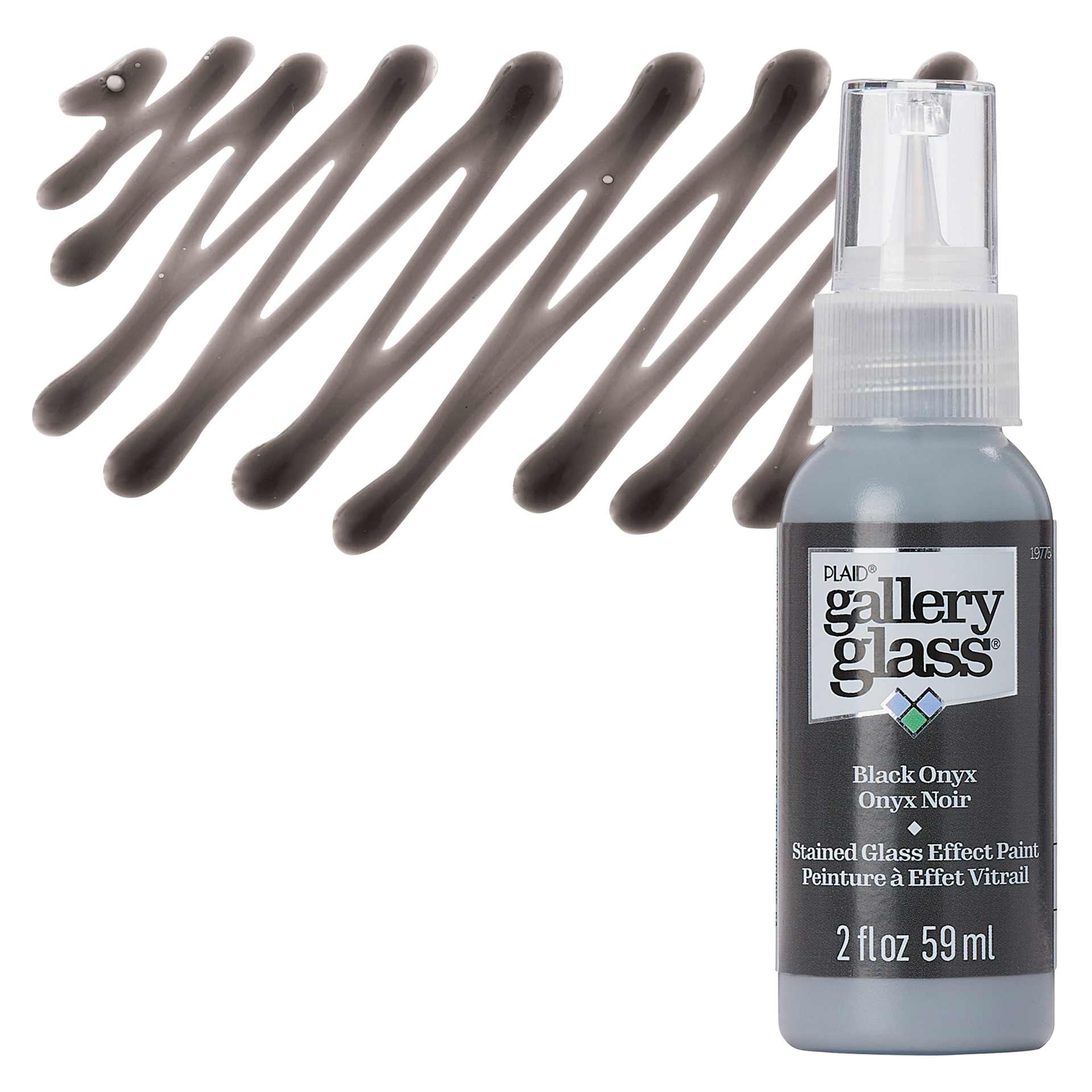 Gallery Glass Paint - Black Onyx, 2 oz with bottle and swatch