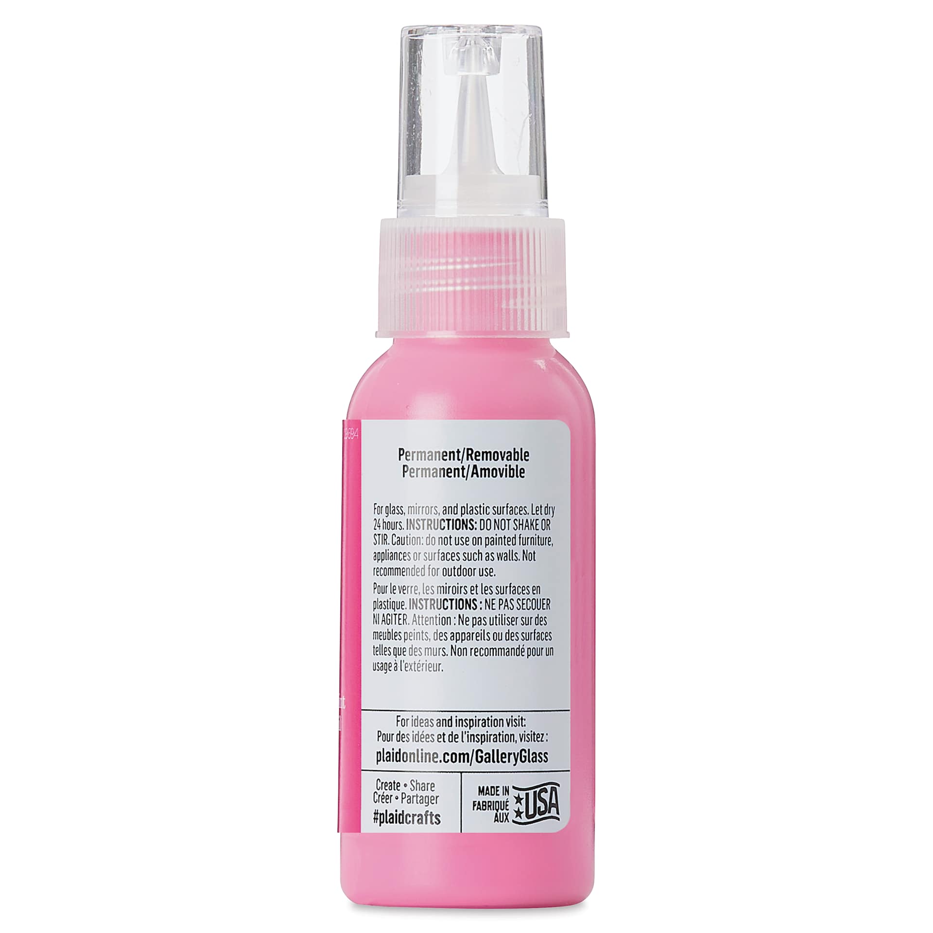 Gallery Glass Paint - Magenta Rose, 2 oz (Back of bottle)