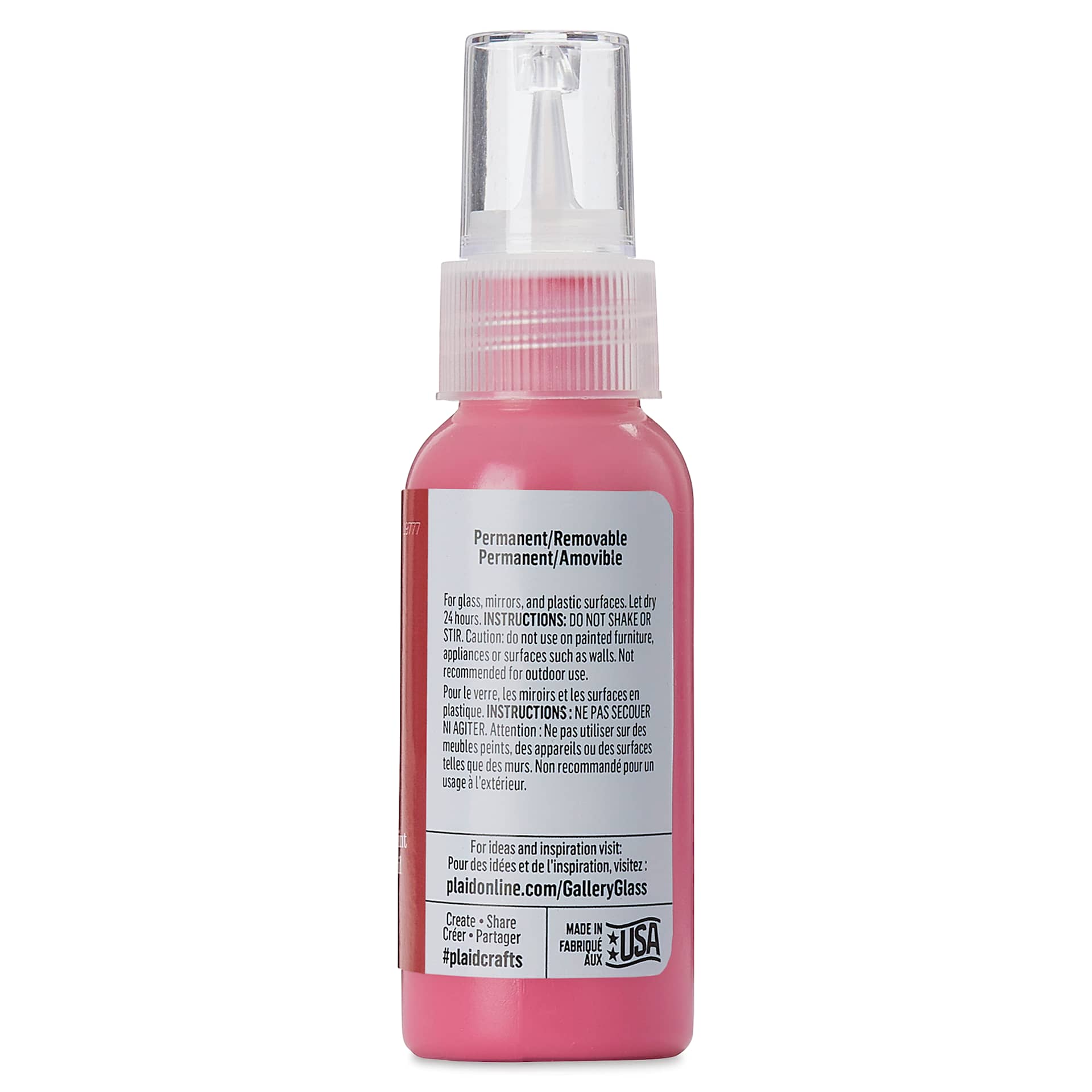 Gallery Glass Paint - Real Red, 2 oz (Back of bottle)