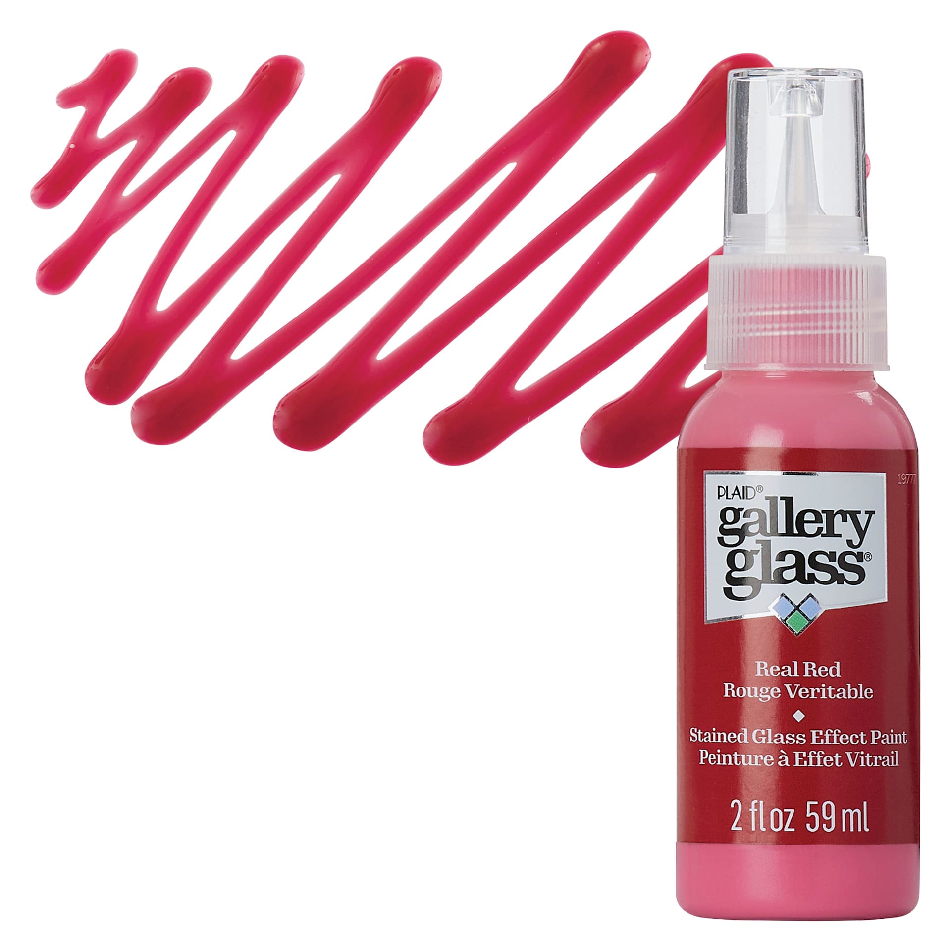 Gallery Glass Paint - Real Red, 2 oz bottle and swatch