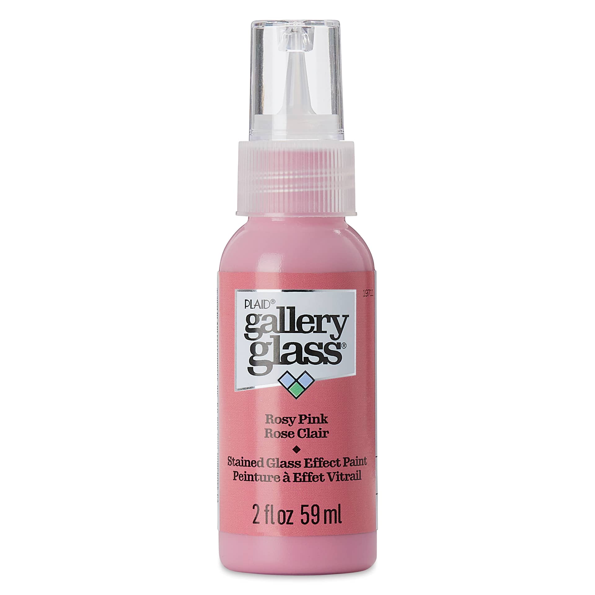 Gallery Glass Paint - Rosy Pink, 2 oz (Front of bottle)