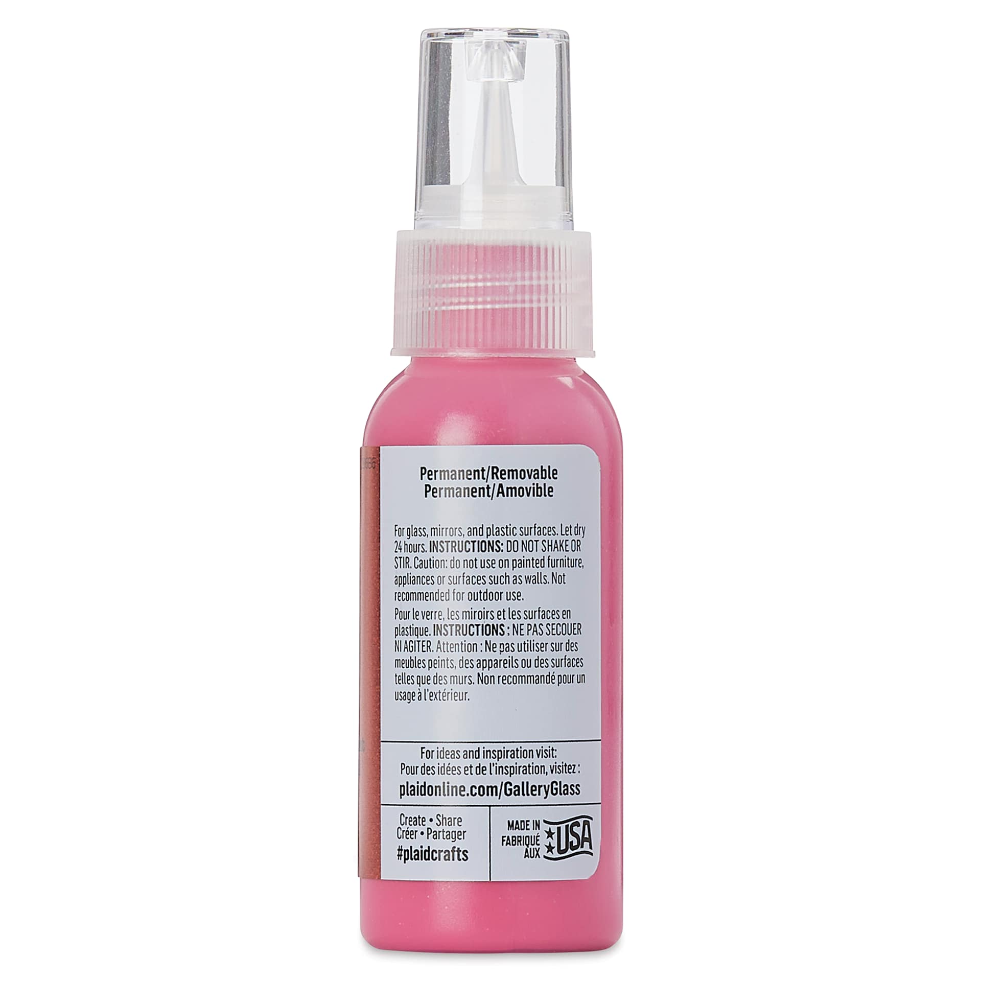Gallery Glass Paint - Shimmer Red, 2 oz (Back of bottle)
