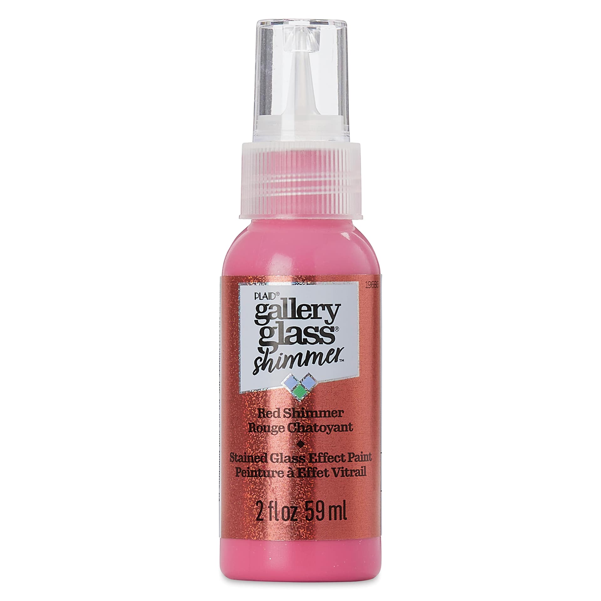 Gallery Glass Paint - Shimmer Red, 2 oz (Front of bottle)