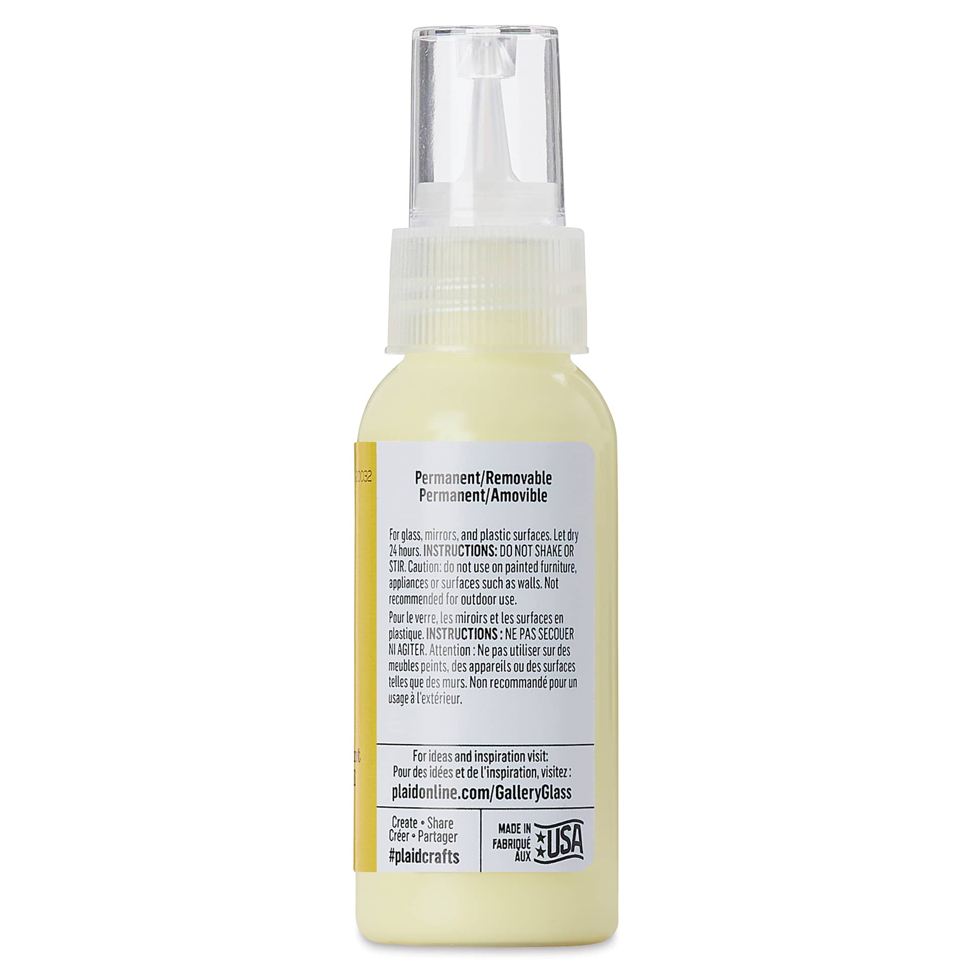 Gallery Glass Paint - Sunflower, 2 oz (Back of bottle)