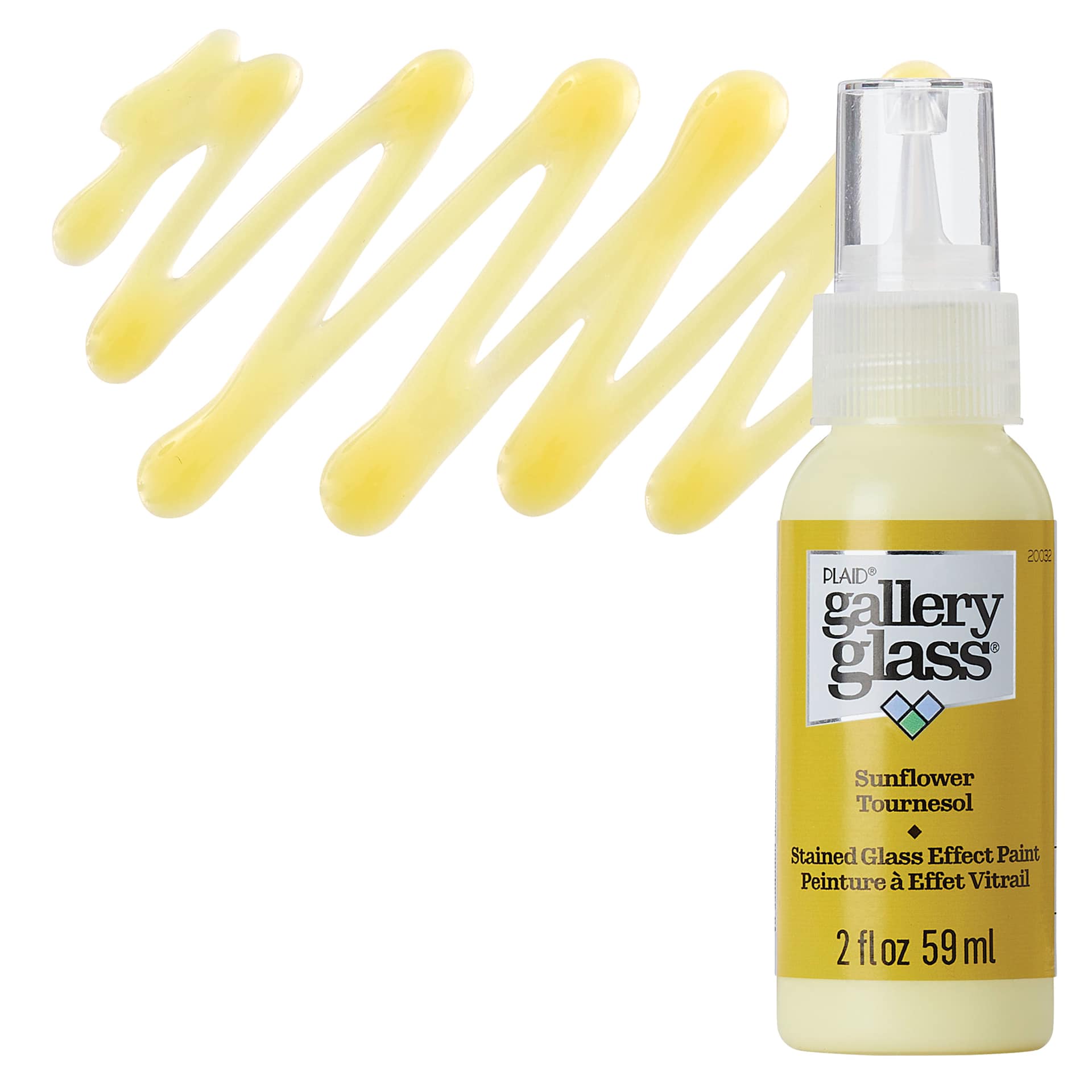 Gallery Glass Paint - Sunflower, 2 oz bottle and swatch