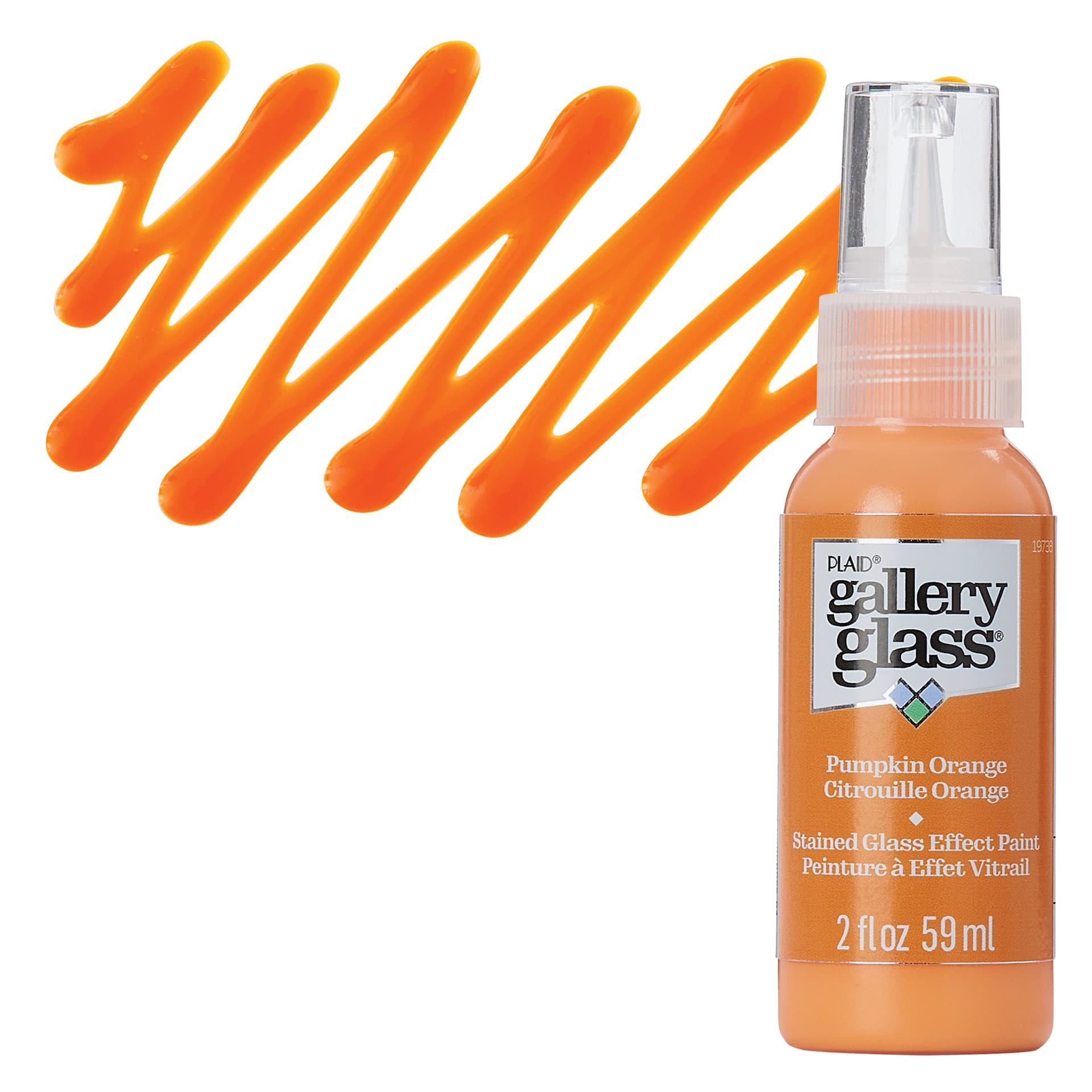 Gallery Glass Paint - Pumpkin Orange, 2 oz bottle and swatch