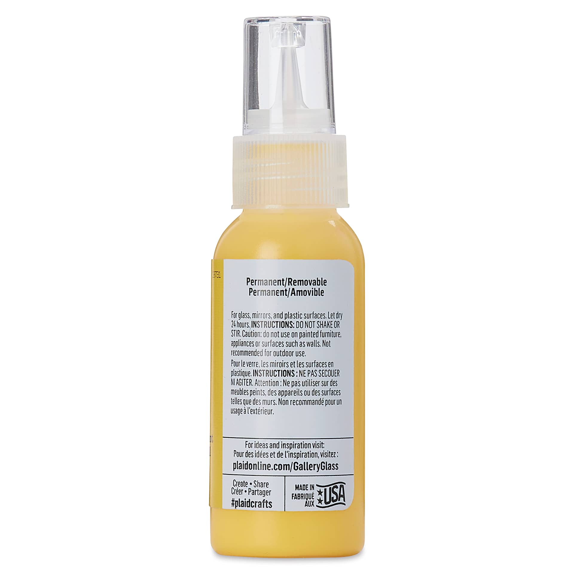 Gallery Glass Paint - Citrus Yellow, 2 oz (Back of bottle)