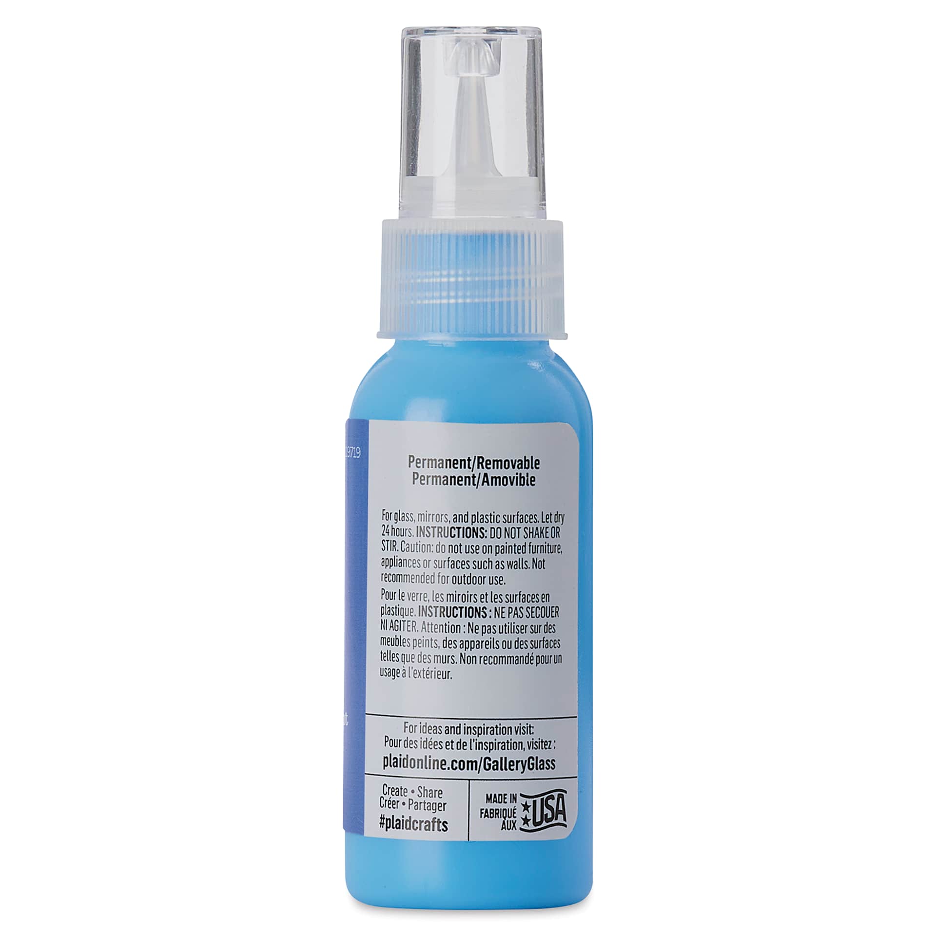 Gallery Glass Paint - Royal Blue, 2 oz (Back of bottle)