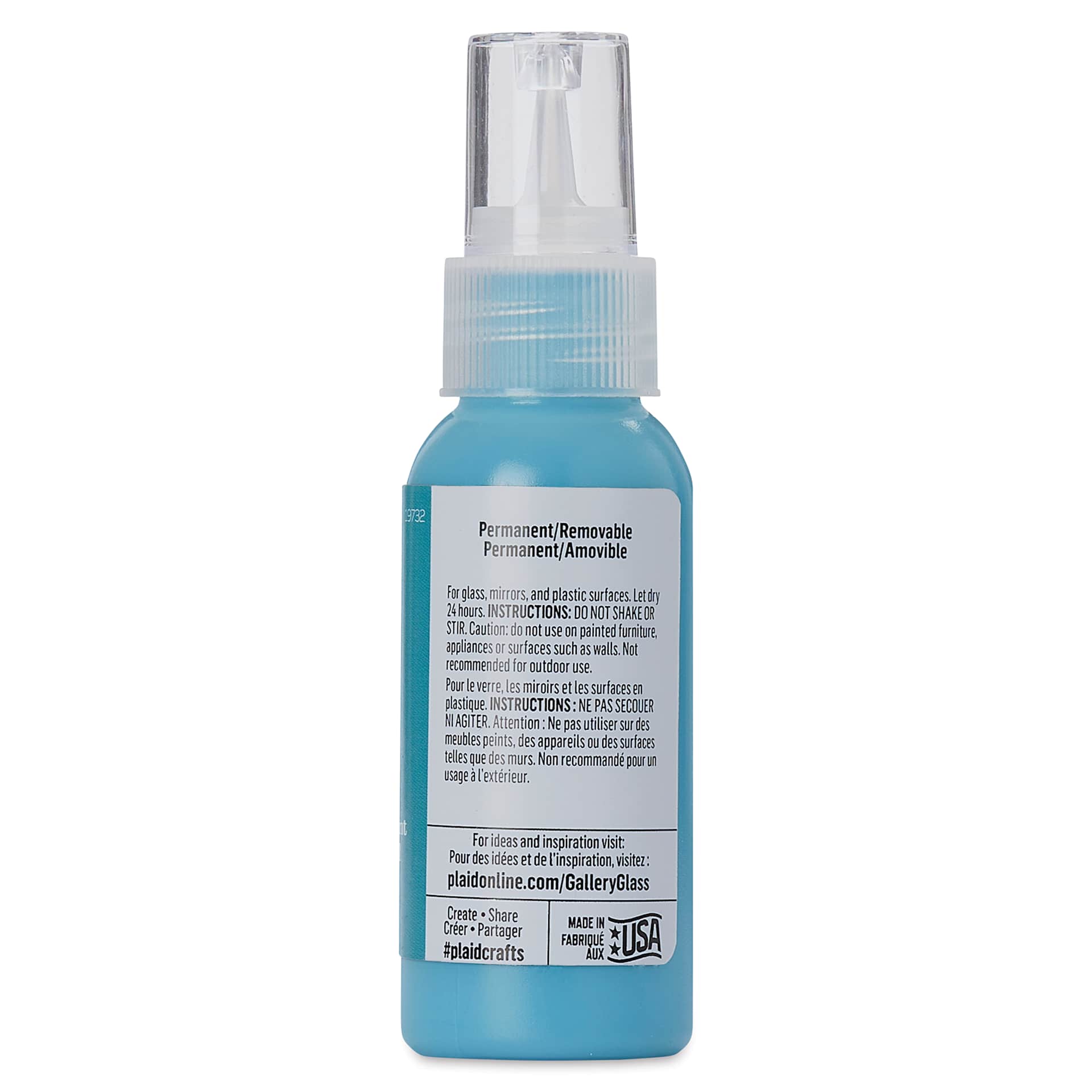 Gallery Glass Paint - Turquoise, 2 oz (Back of bottle)