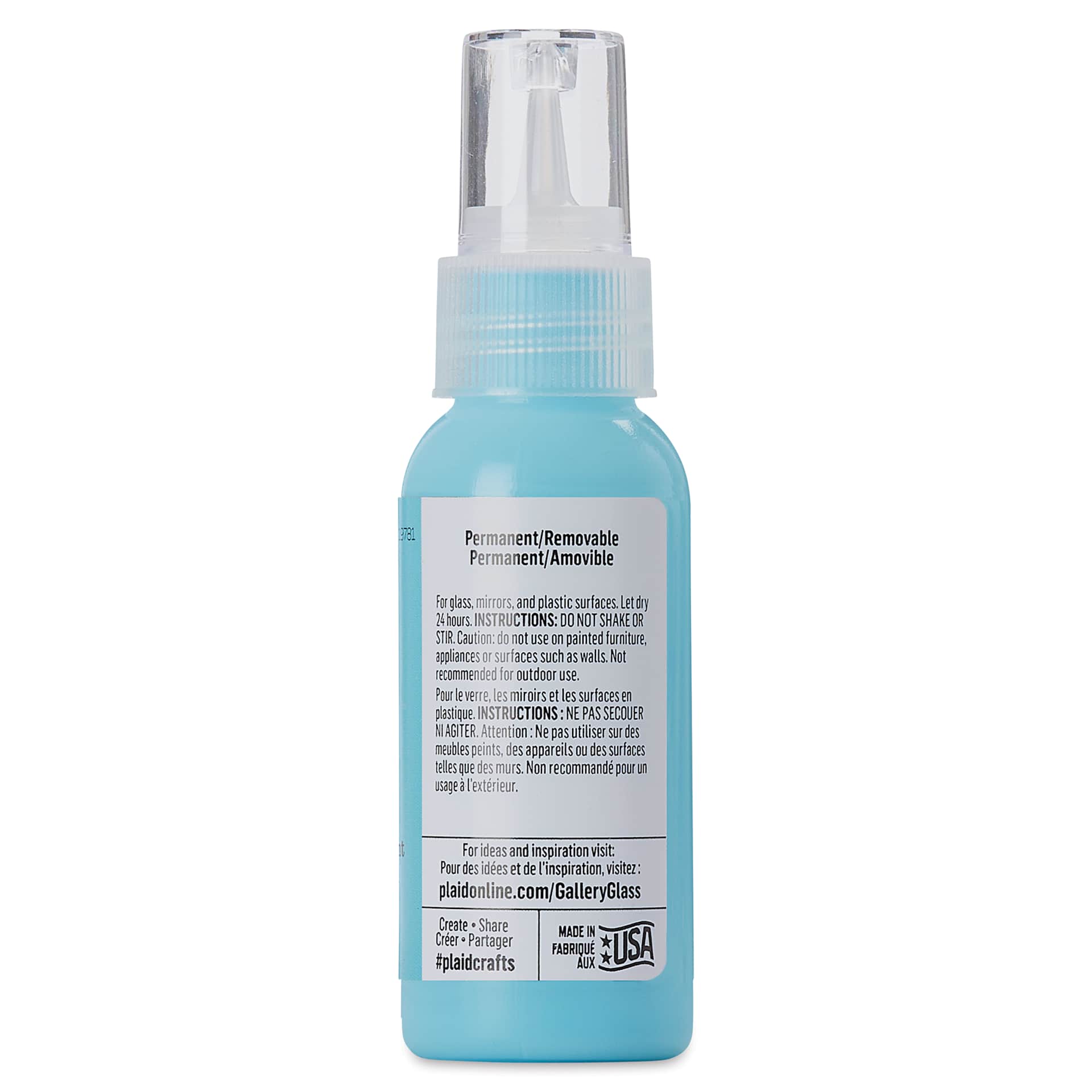 Gallery Glass Paint - Aqua, 2 oz (Back of bottle)