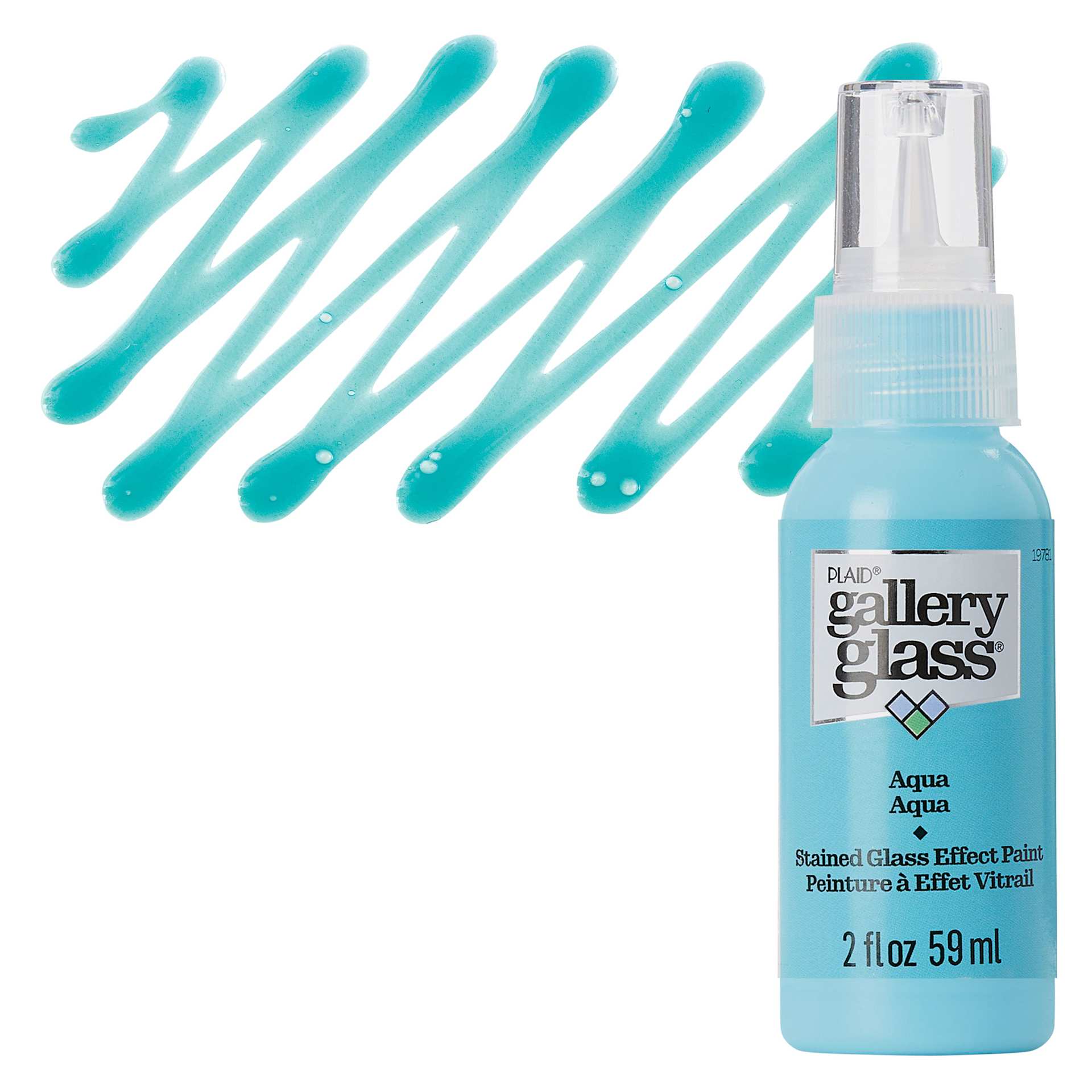 Gallery Glass Paint - Aqua, 2 oz bottle and swatch