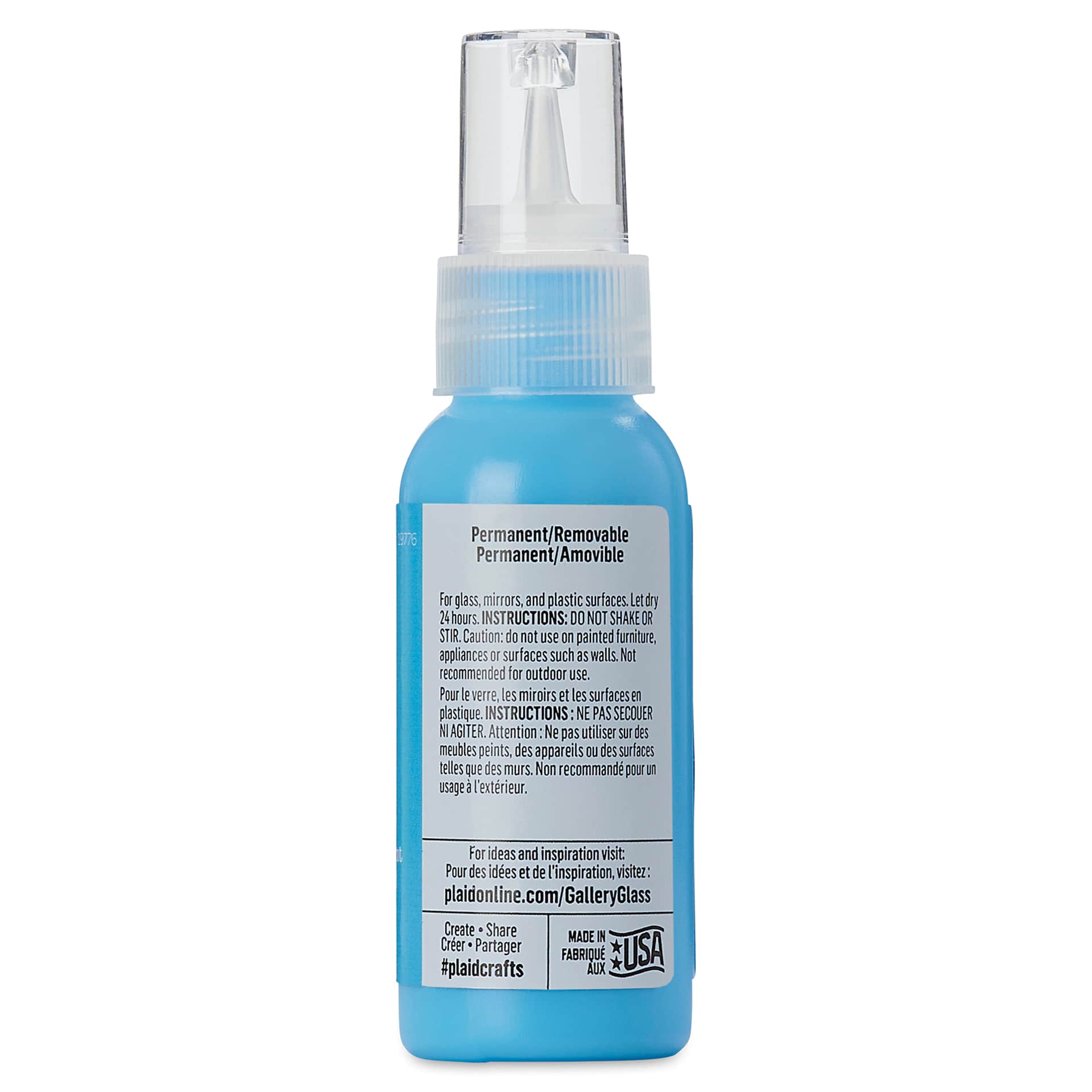 Gallery Glass Paint - Blue Diamond, 2 oz (Back of bottle)