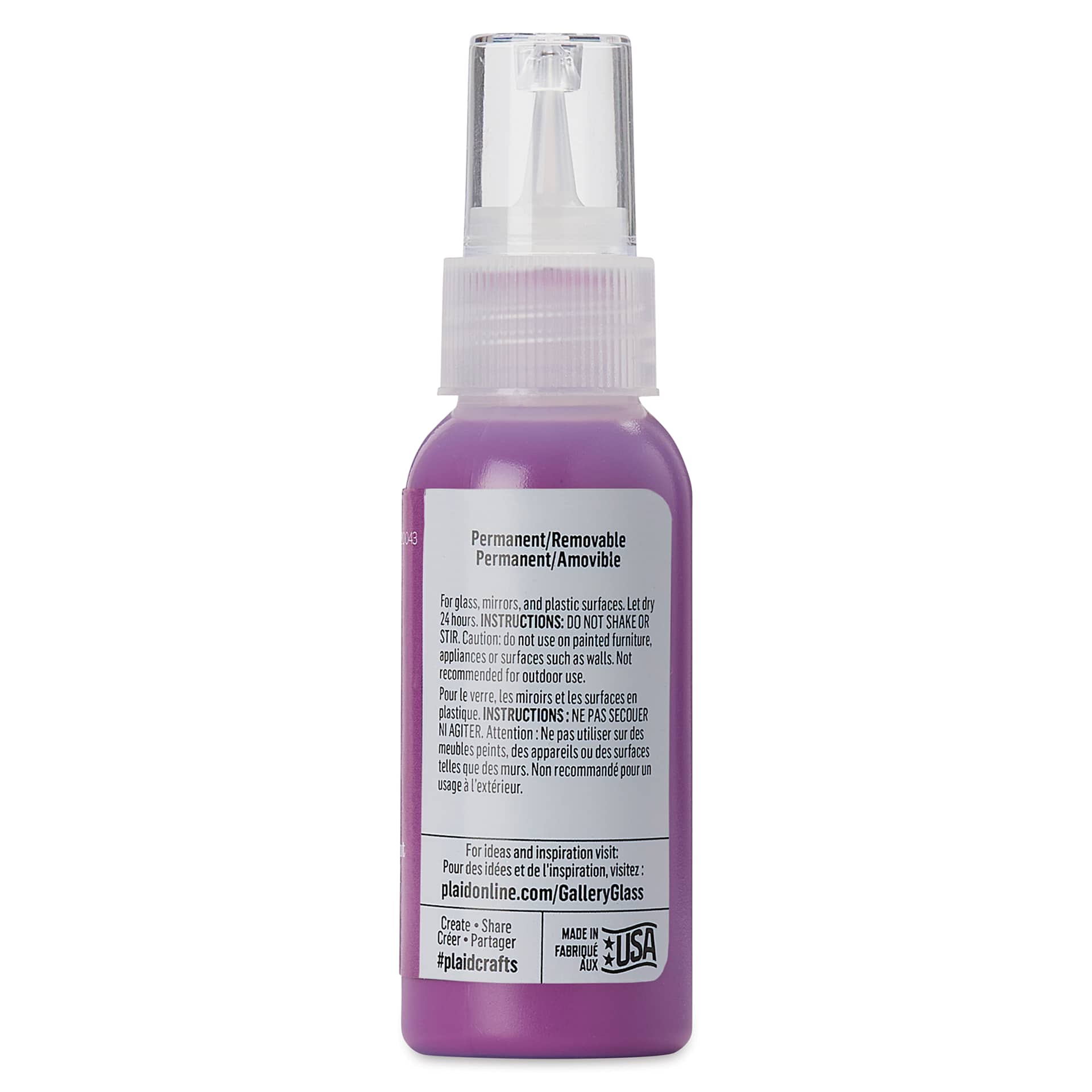 Gallery Glass Paint - Purple, 2 oz (Back of bottle)