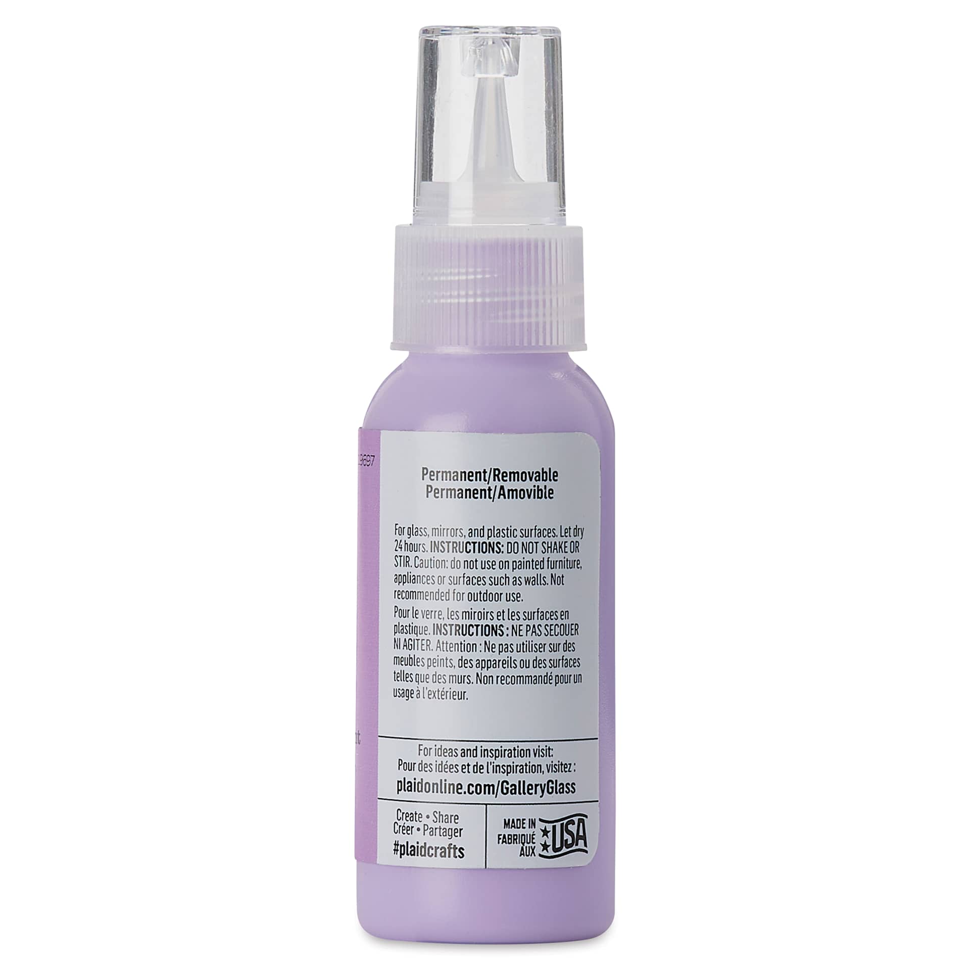 Gallery Glass Paint - Lavender, 2 oz (Back of bottle)