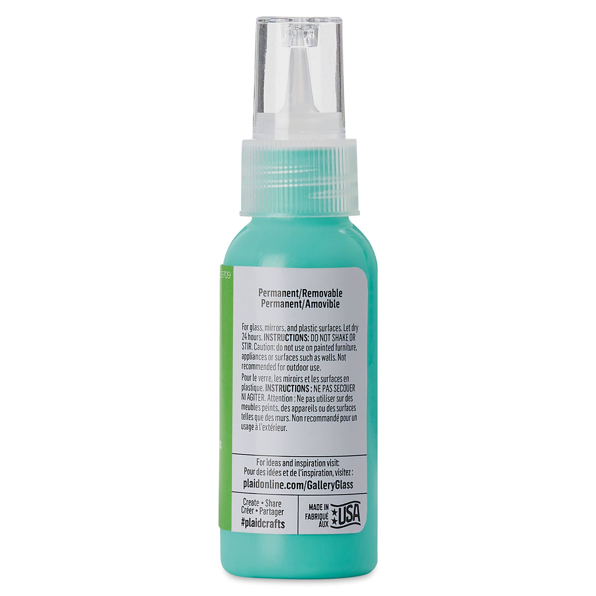 Gallery Glass Paint - Emerald Green, 2 oz (Back of bottle)