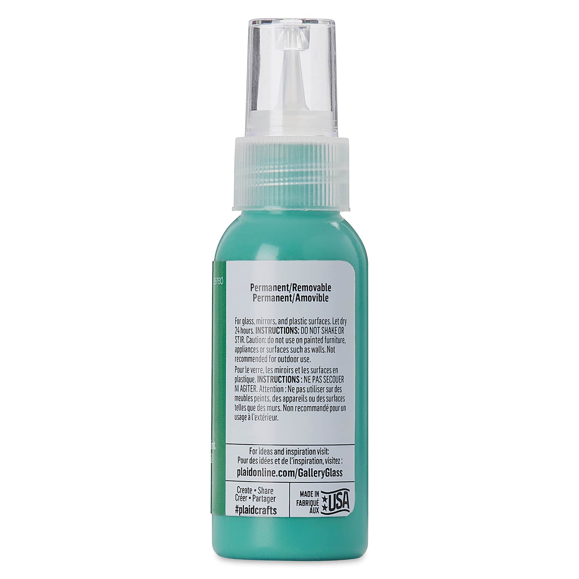 Gallery Glass Paint - Ivy Green, 2 oz (Back of bottle)