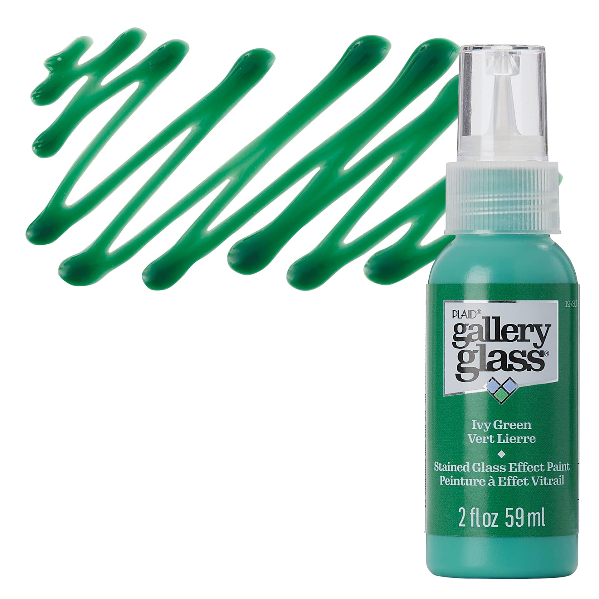 Gallery Glass Paint - Ivy Green, 2 oz bottle and swatch