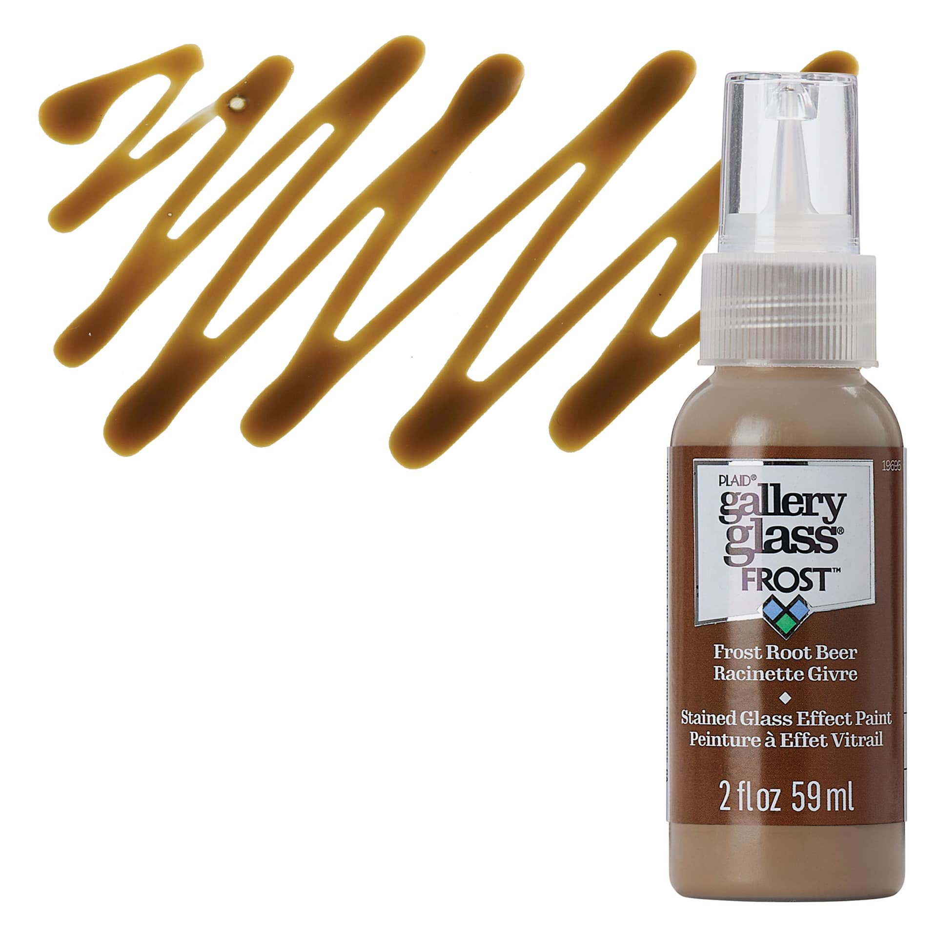Gallery Glass Paint - Frost Root Beer, 2 oz bottle and swatch