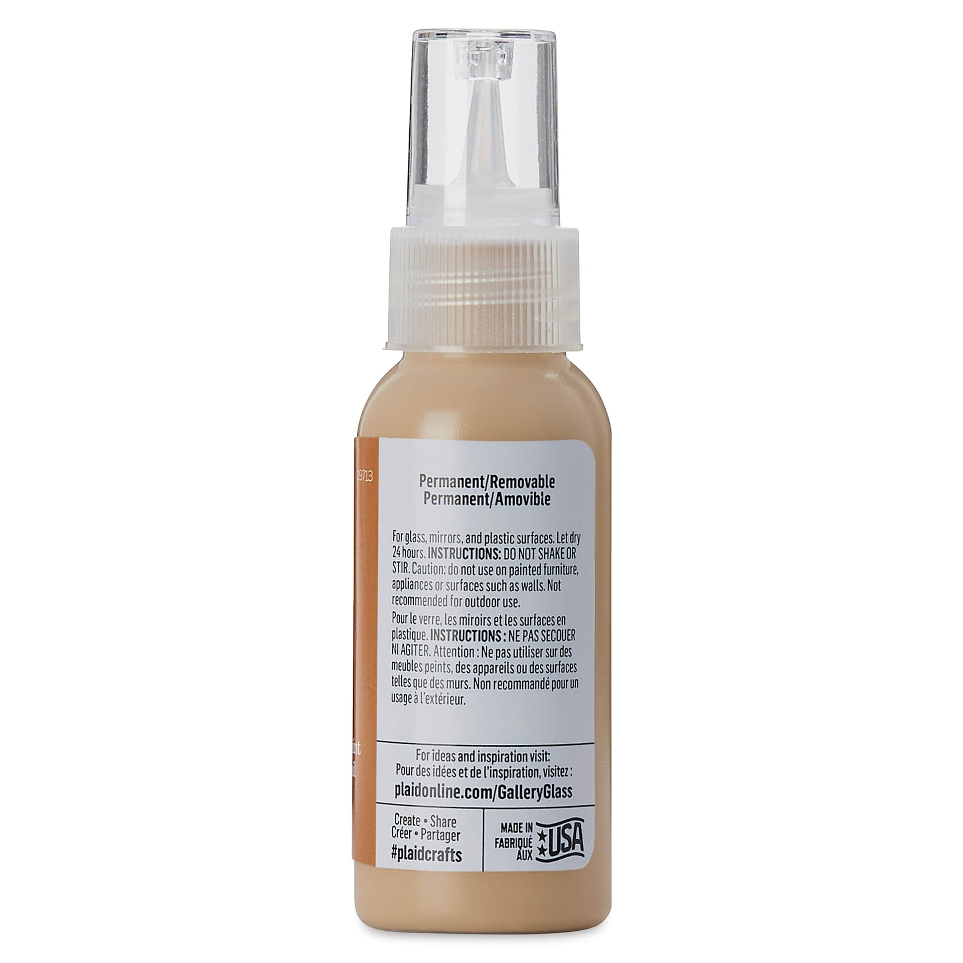 Gallery Glass Paint - Cocoa Brown, 2 oz (Back of bottle)