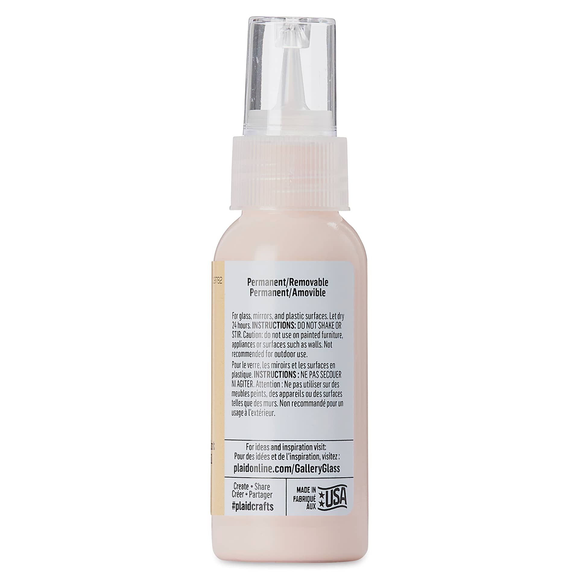 Gallery Glass Paint - Peach Tea, 2 oz (Back of bottle)