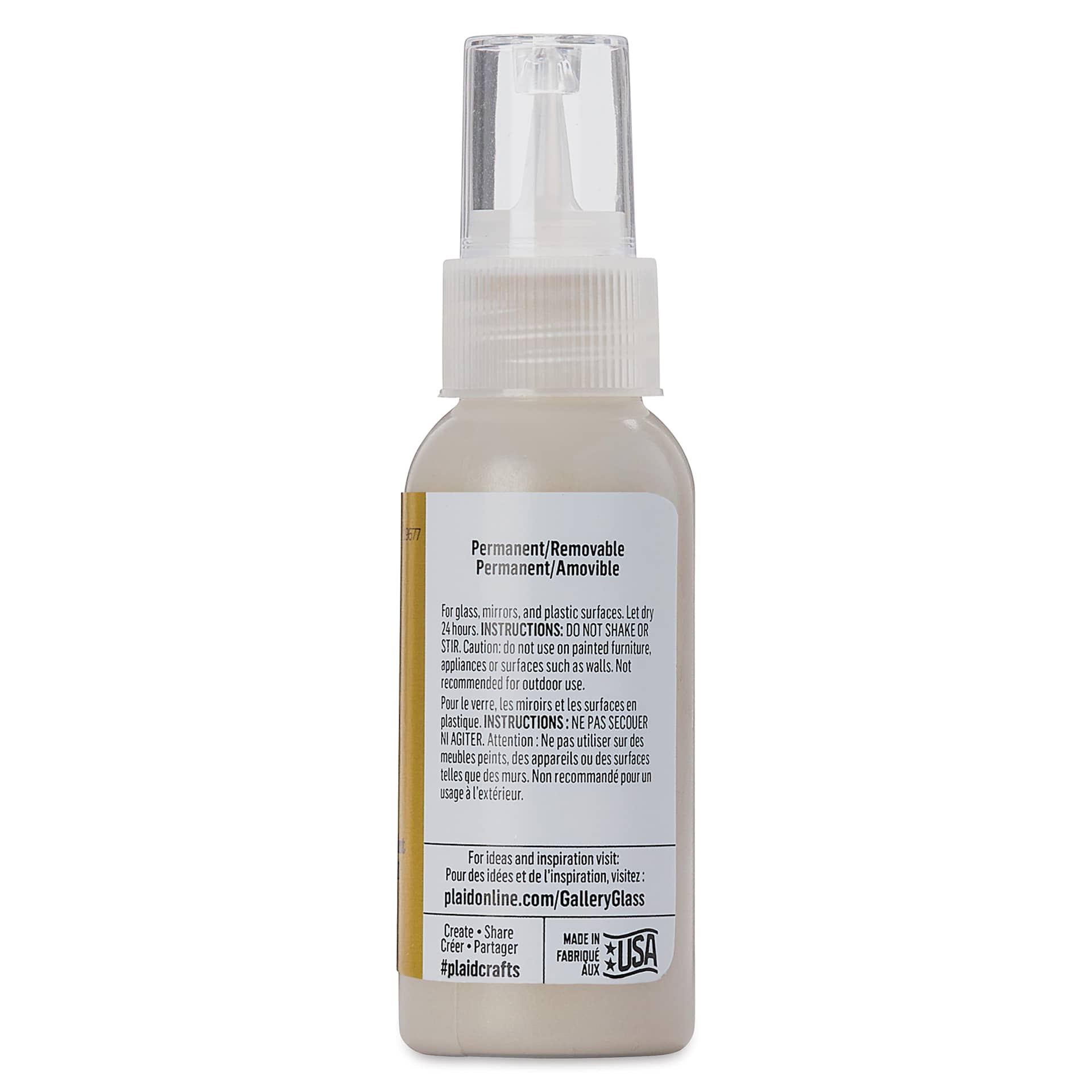 Gallery Glass Paint - Metallic Gold, 2 oz (Back of bottle)