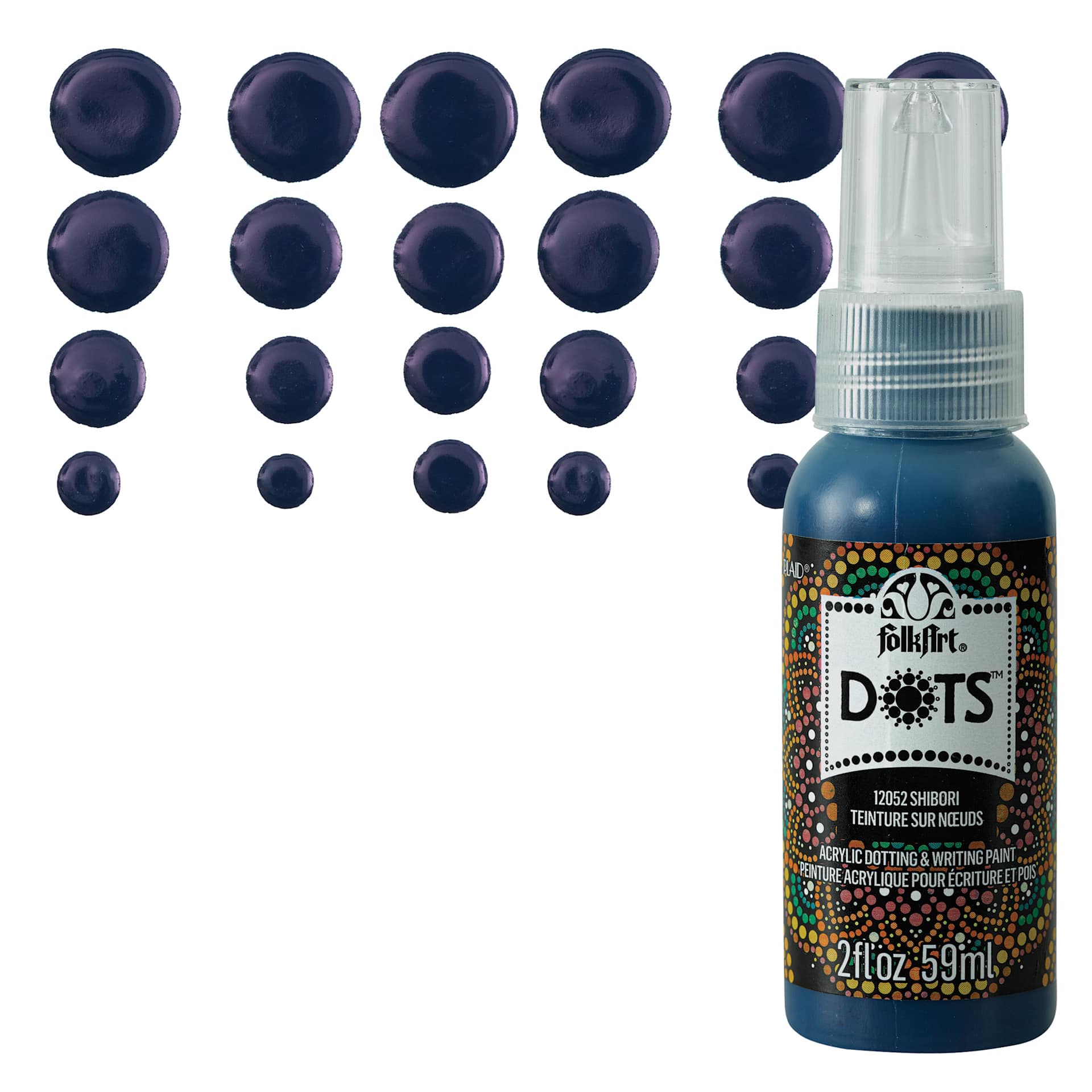 FolkArt Dots Acrylic Paint - Shibori, 2 oz bottle and swatch