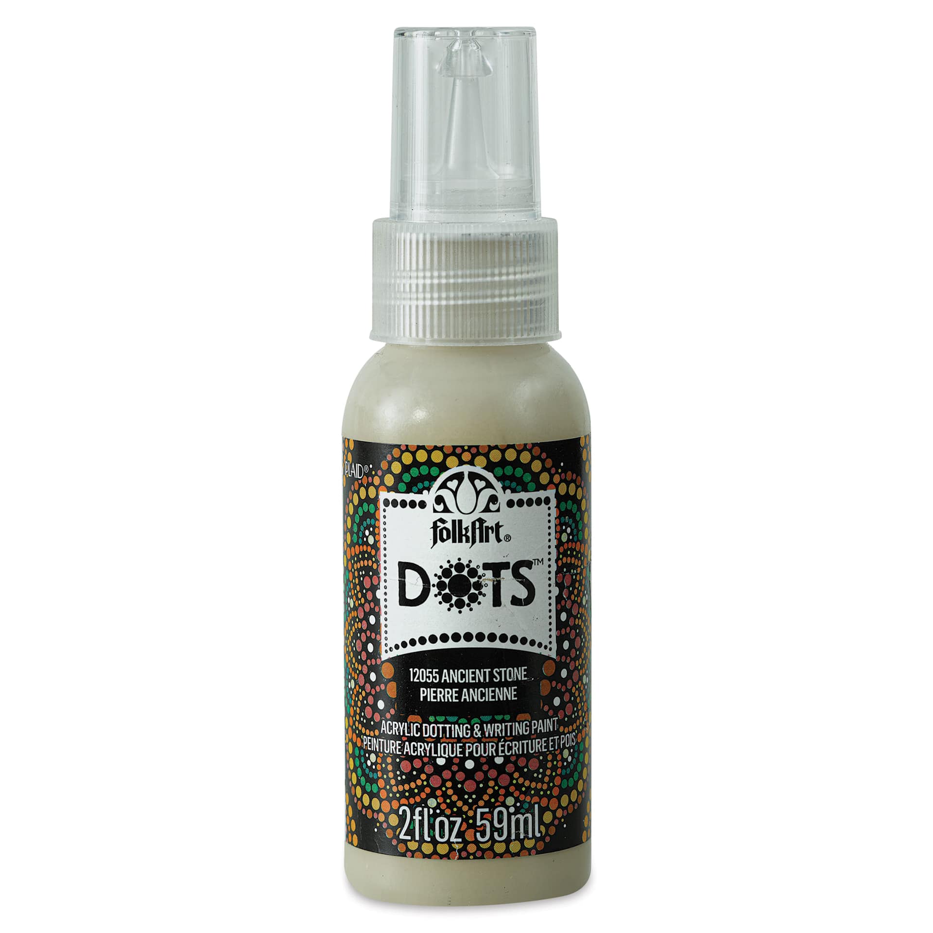FolkArt Dots Acrylic Paint - Ancient Stone, 2 oz (Front)