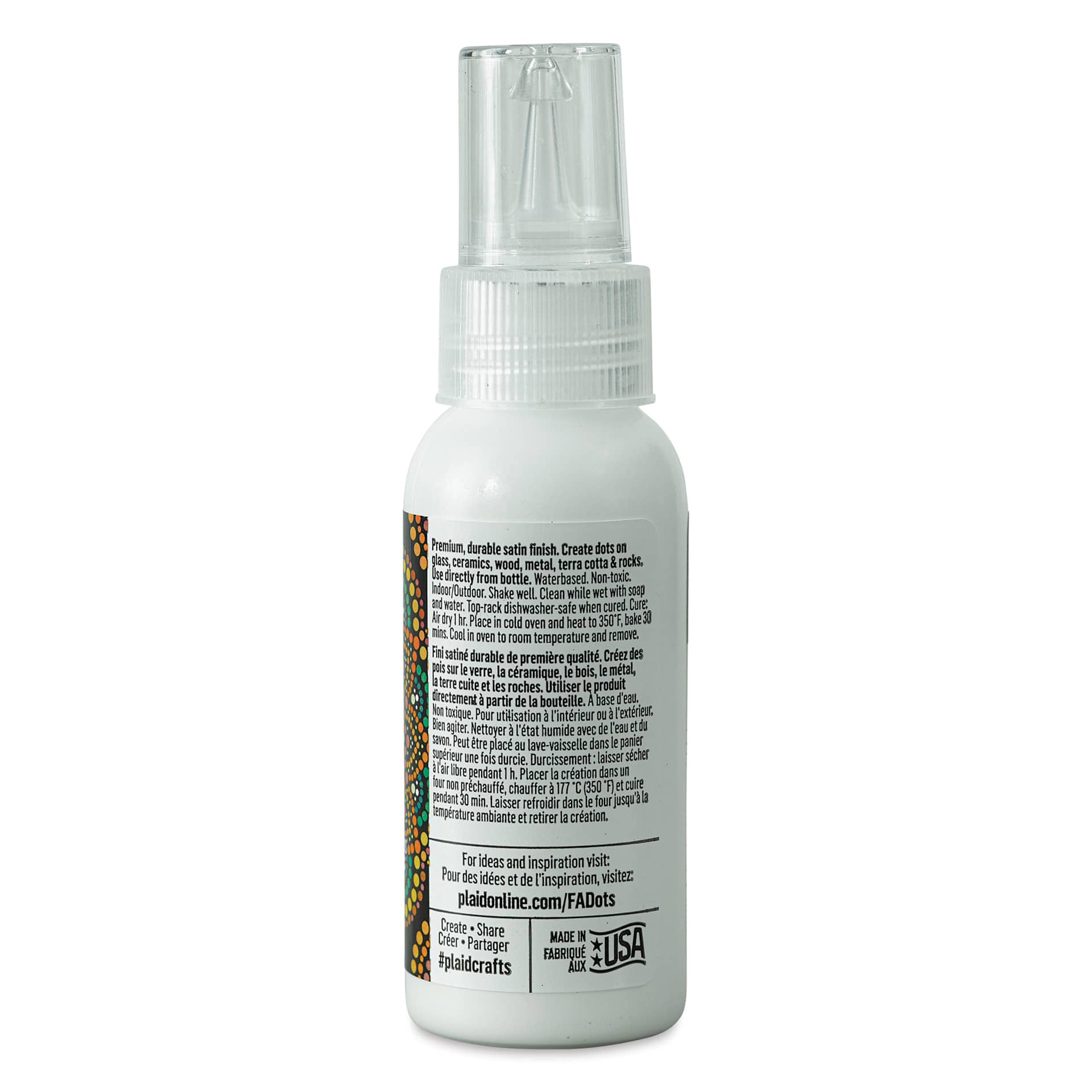FolkArt Dots Acrylic Paint - Whisper White, 2 oz (Back)