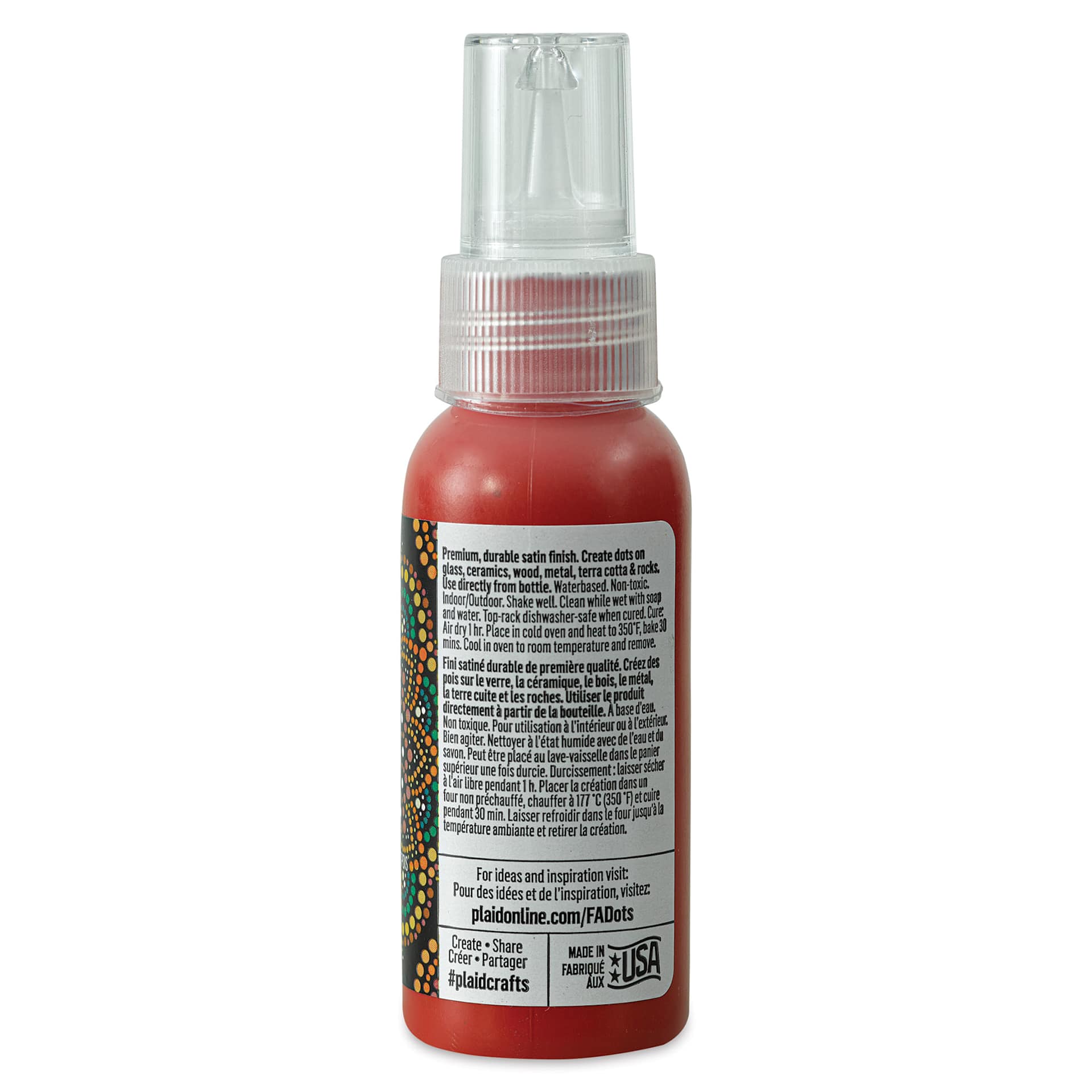 FolkArt Dots Acrylic Paint - Red Ribbon, 2 oz (Back)