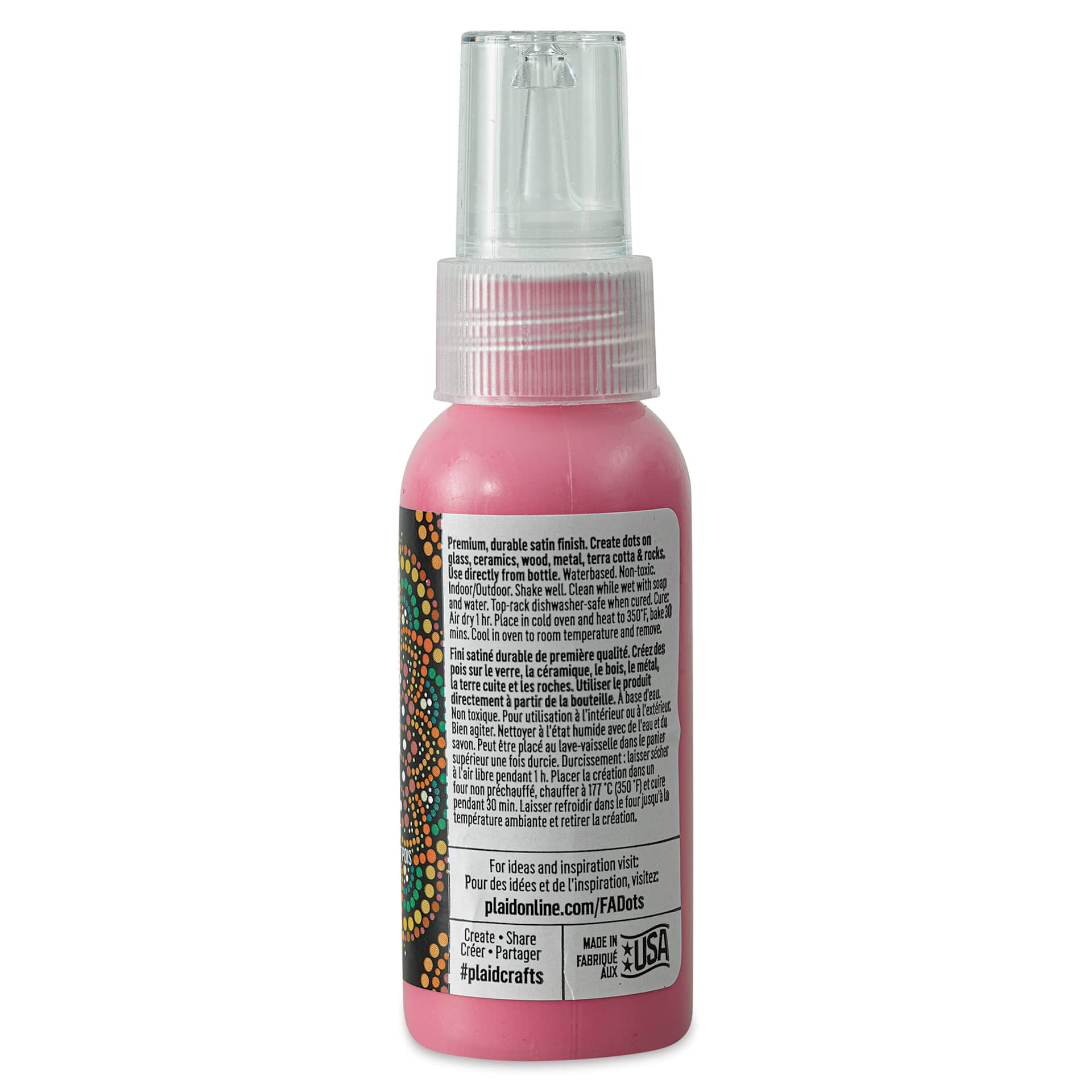 FolkArt Dots Acrylic Paint - Paradise Pink, 2 oz (Back)