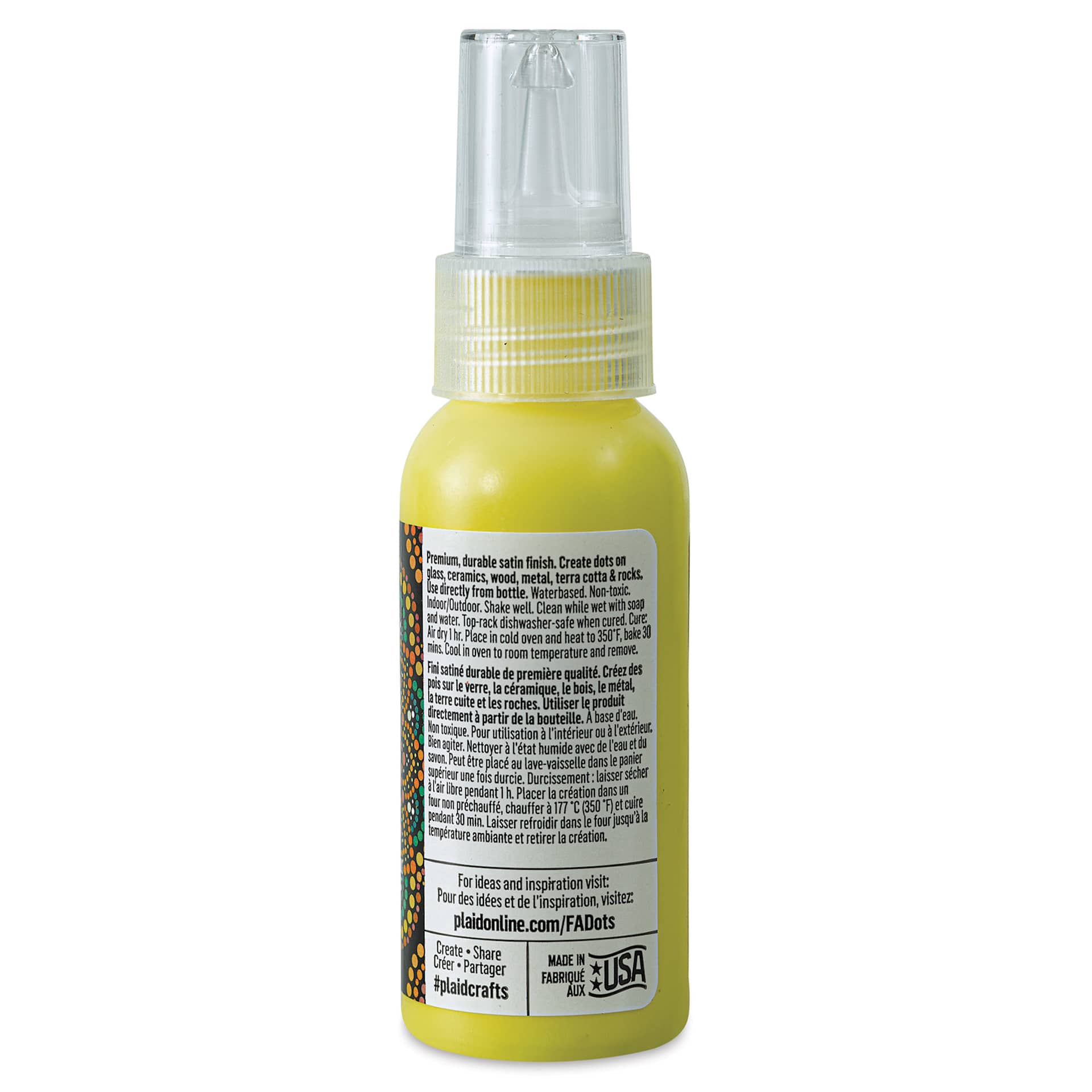 FolkArt Dots Acrylic Paint - Summer Sun, 2 oz (Back)