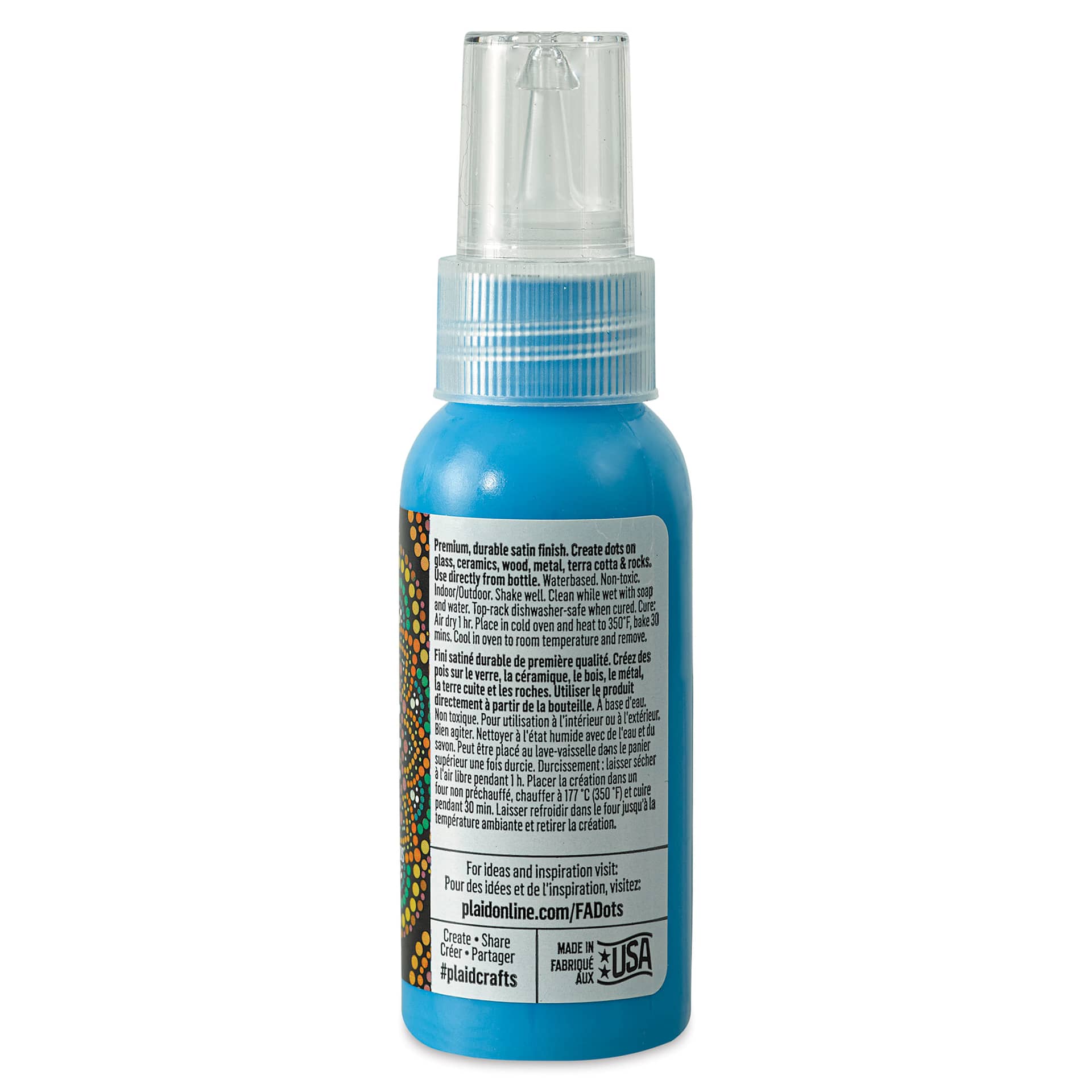 FolkArt Dots Acrylic Paint - Heavenly Blue, 2 oz (Back)