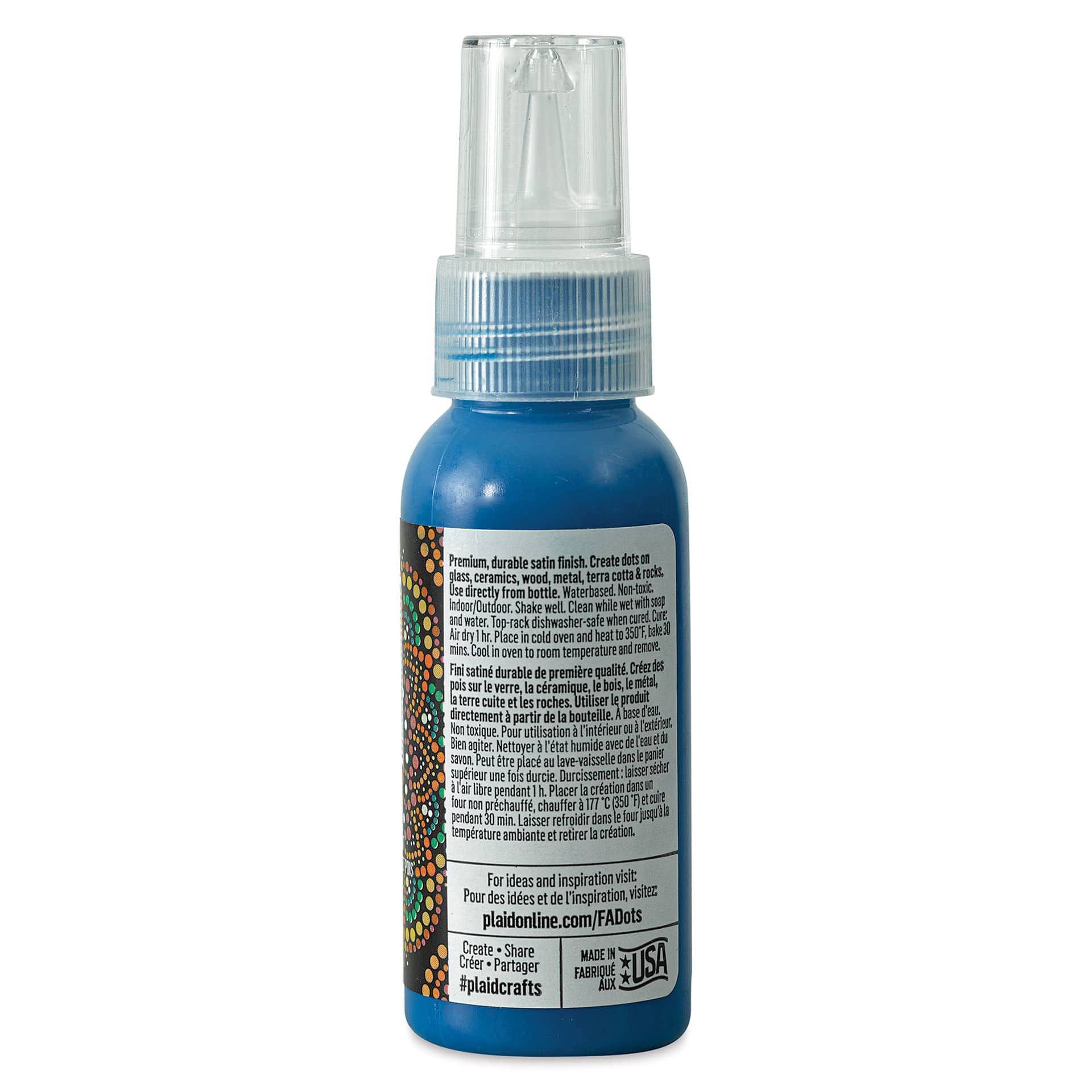 FolkArt Dots Acrylic Paint - Brilliant Blue, 2 oz (Back)