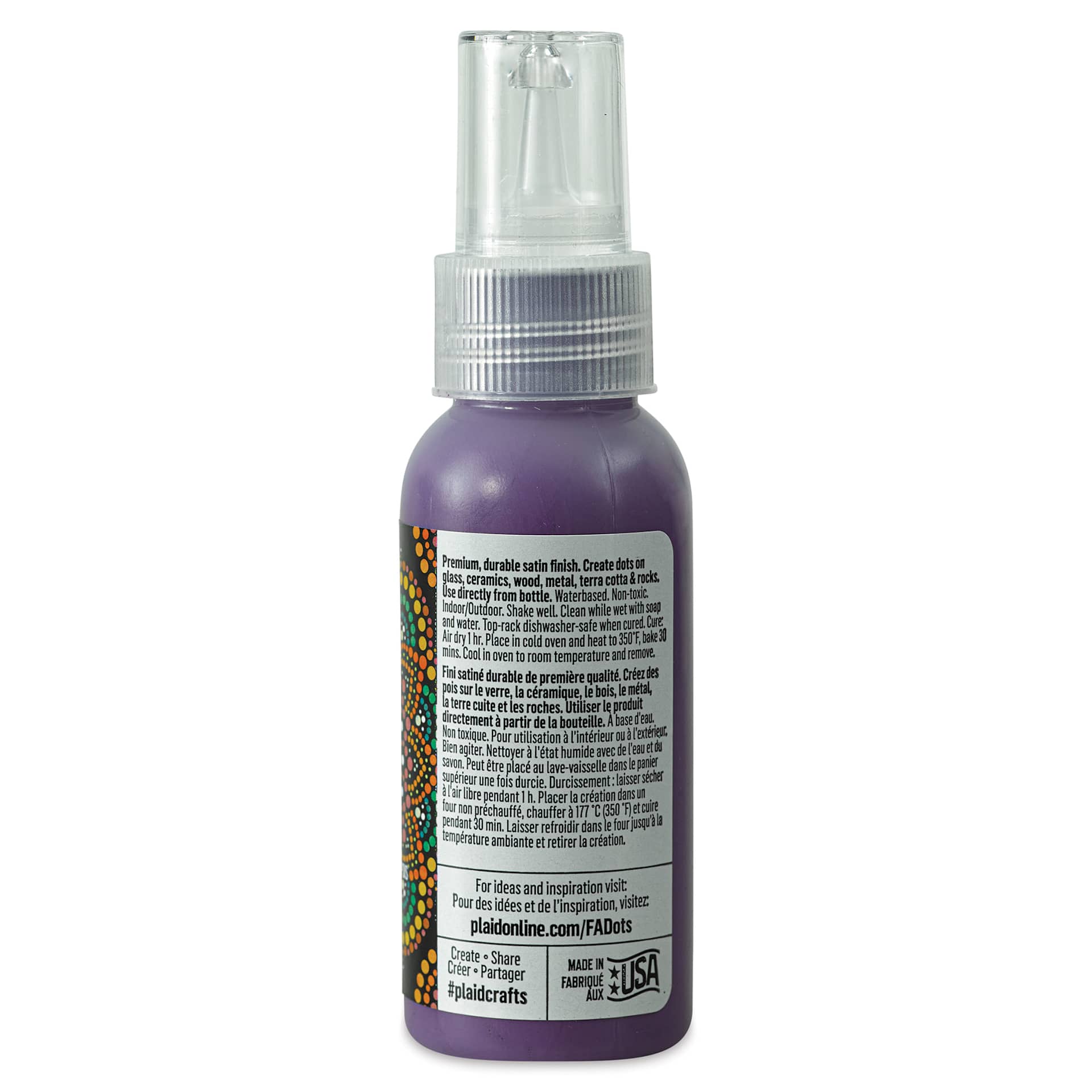 FolkArt Dots Acrylic Paint - Pleasant Purple, 2 oz (Back)