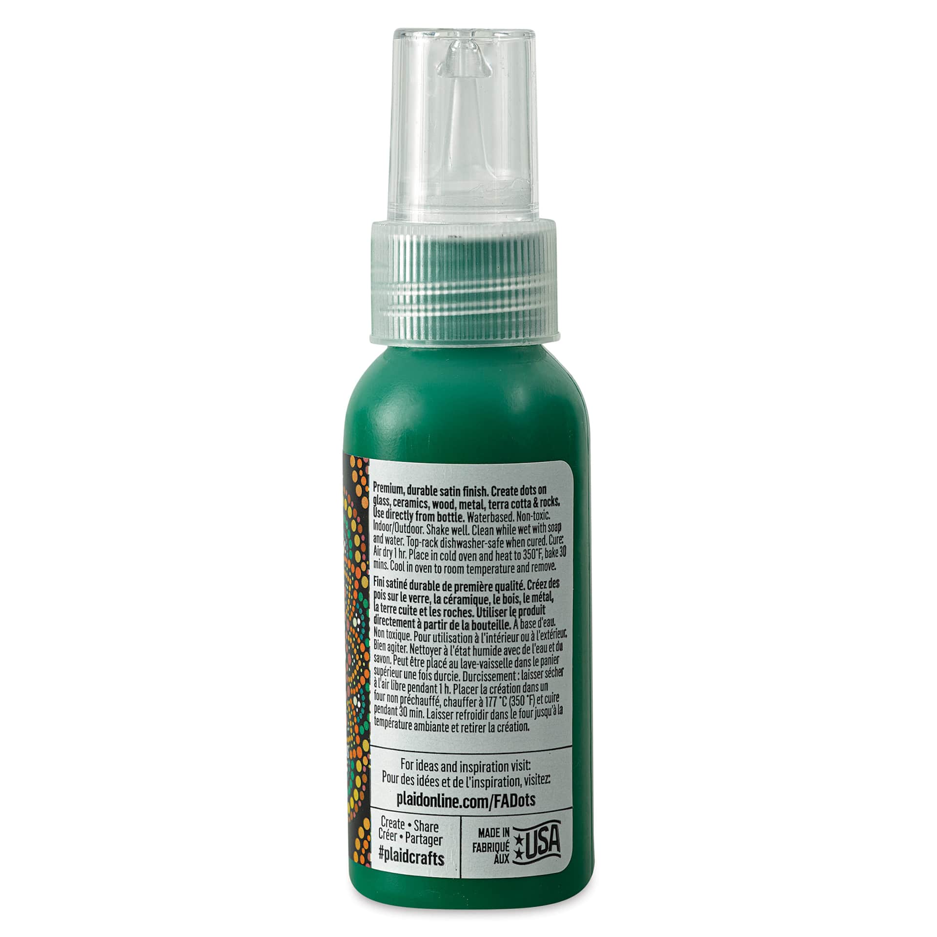 FolkArt Dots Acrylic Paint - Fresh Green, 2 oz (Back)
