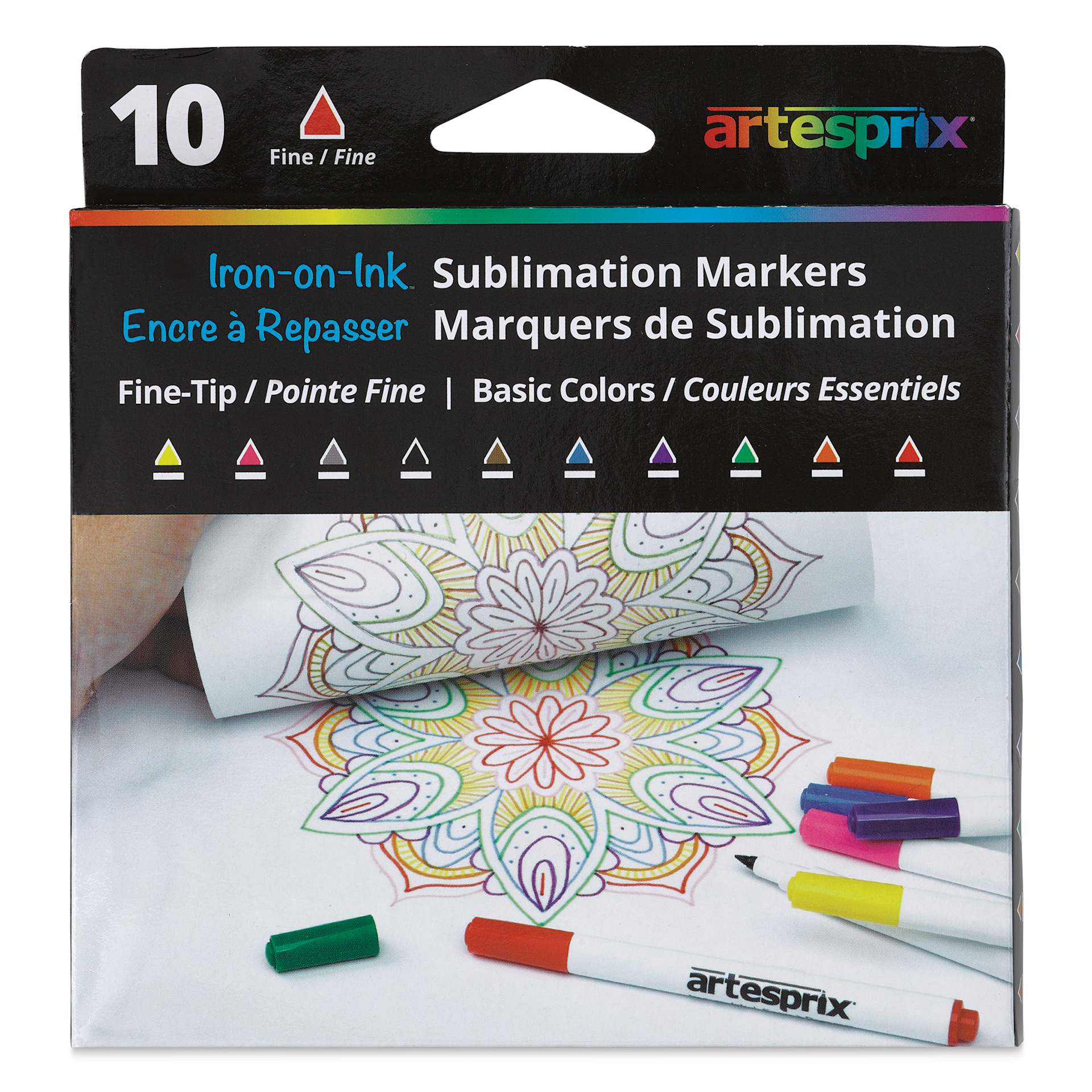 Artesprix Sublimation Markers - Fine-Tip, Set of 10 Basic Colors front of package