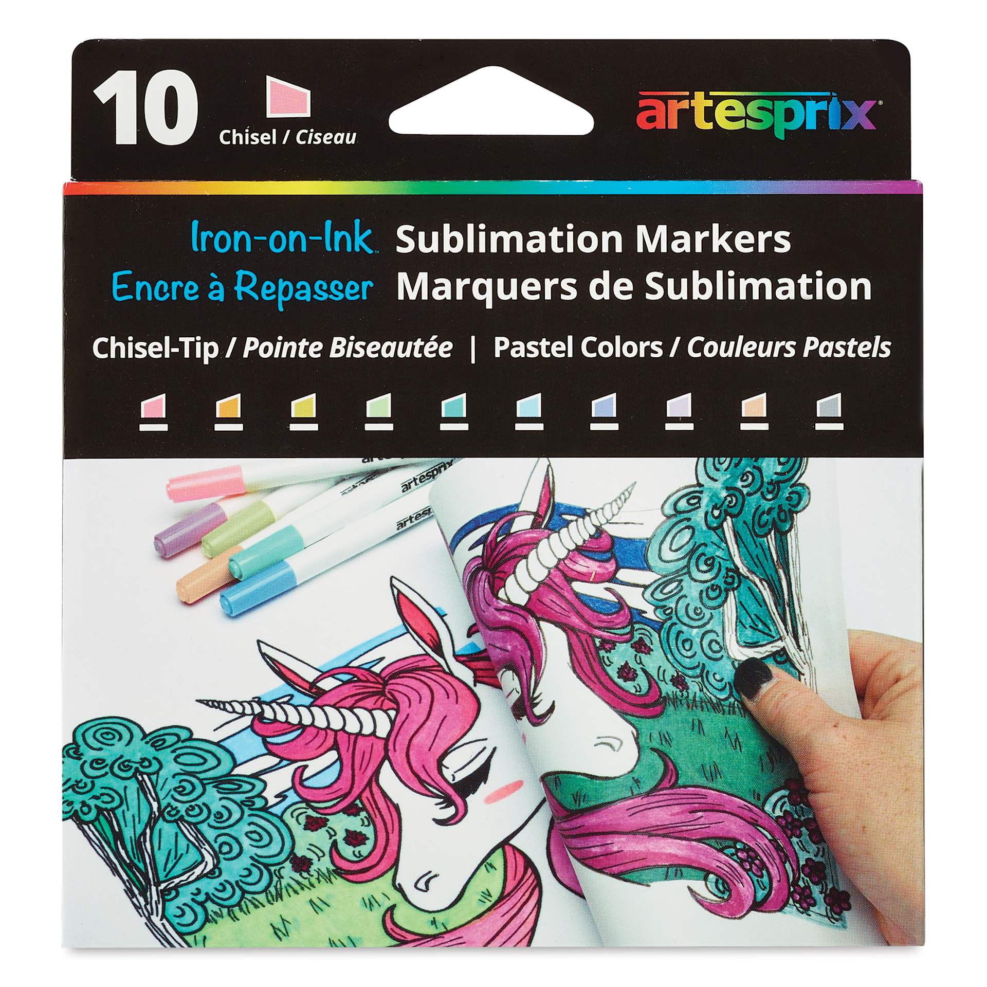 Artesprix Sublimation Markers - Chisel-Tip, Set of 10 Pastel Colors front of package