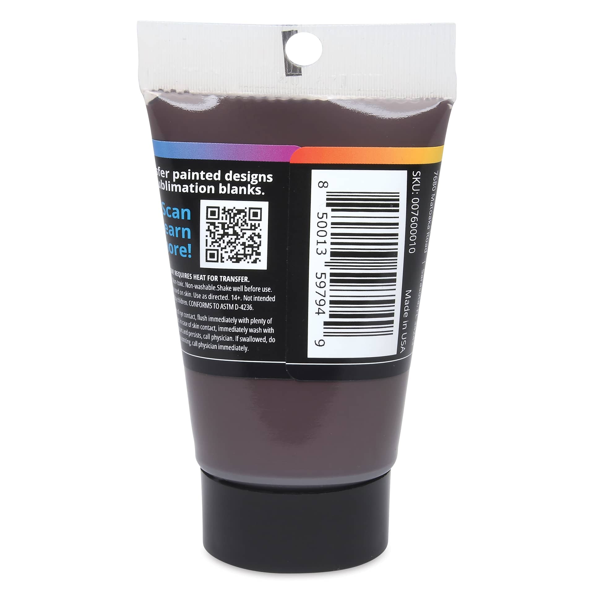 Artesprix Sublimation Acrylic Paint - Black, 2 oz Tube back