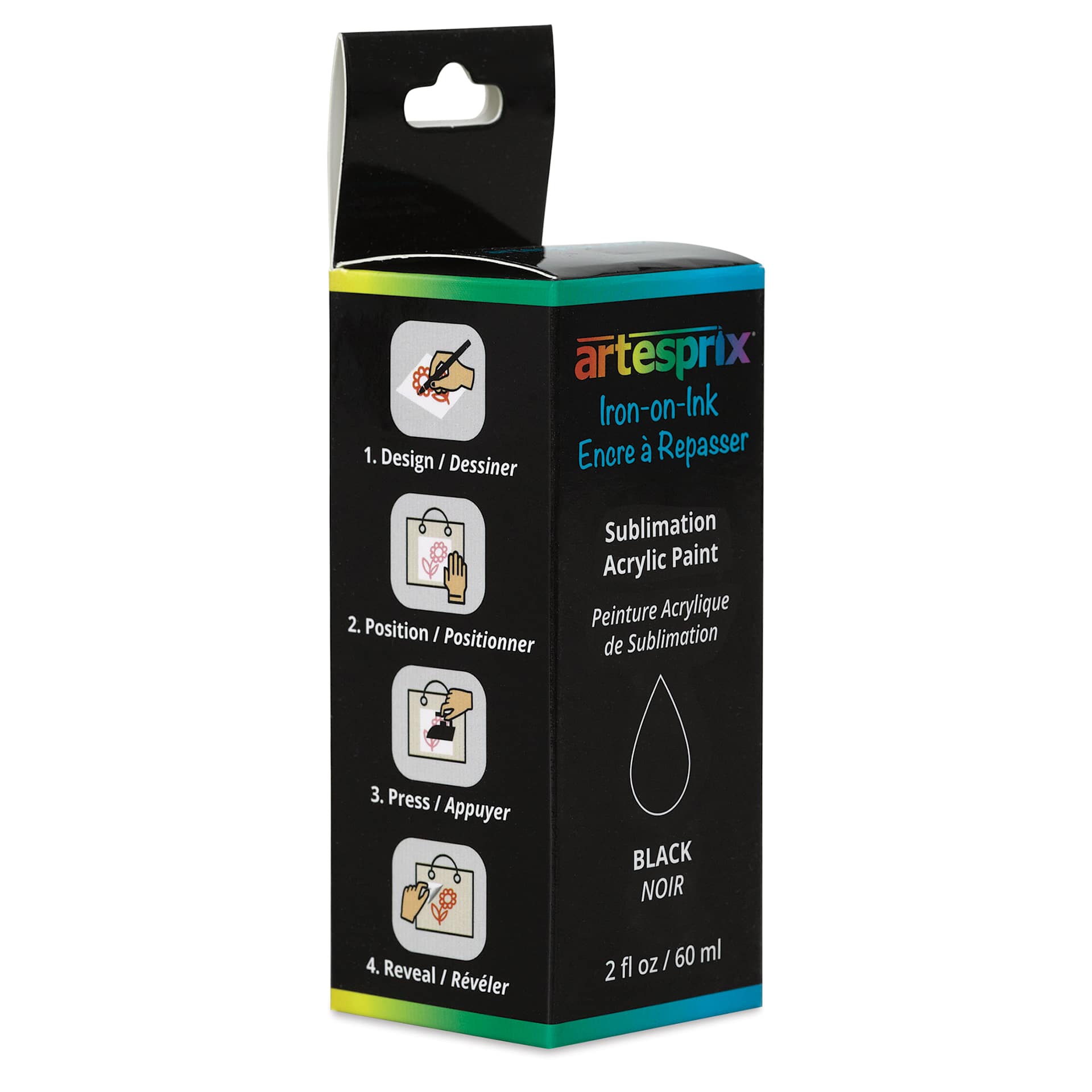 Artesprix Sublimation Acrylic Paint - Black, 2 oz bottle (front of packaging)