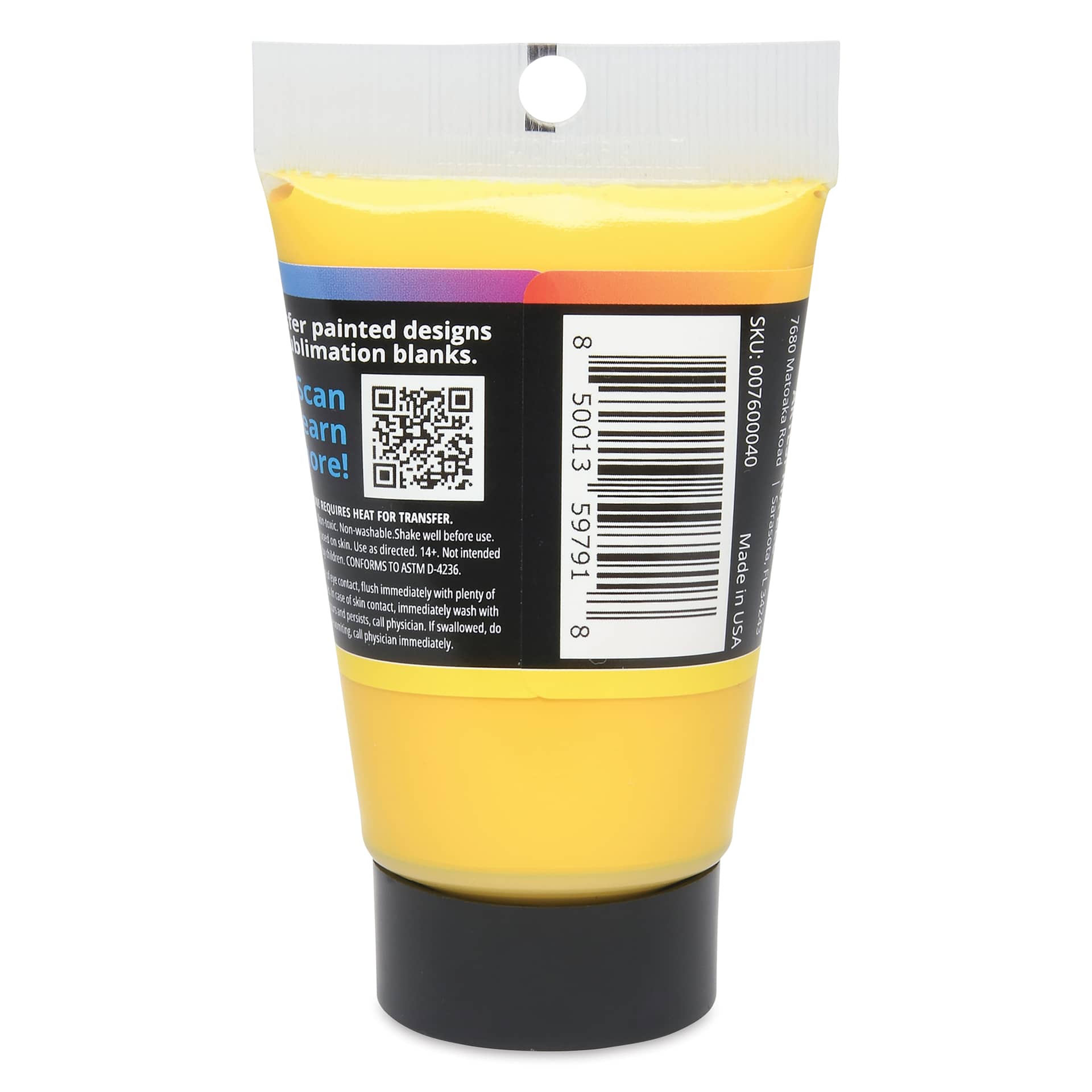 Artesprix Sublimation Acrylic Paint - Yellow, 2 oz Tube back