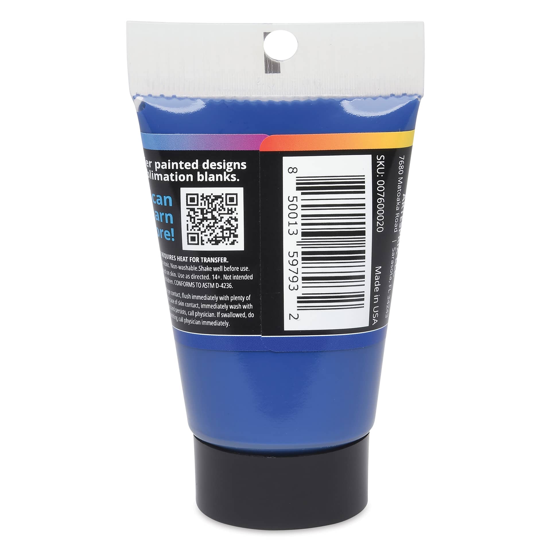Artesprix Sublimation Acrylic Paint - Blue, 2 oz Tube back