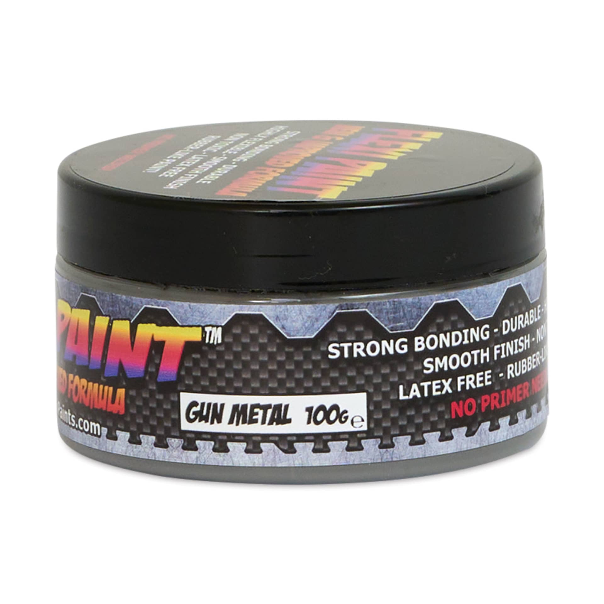 Flexi Paint Waterbased Flexible Cosplay Paint - Metallic Gun Metal, 100 g (0.22 lb) side view