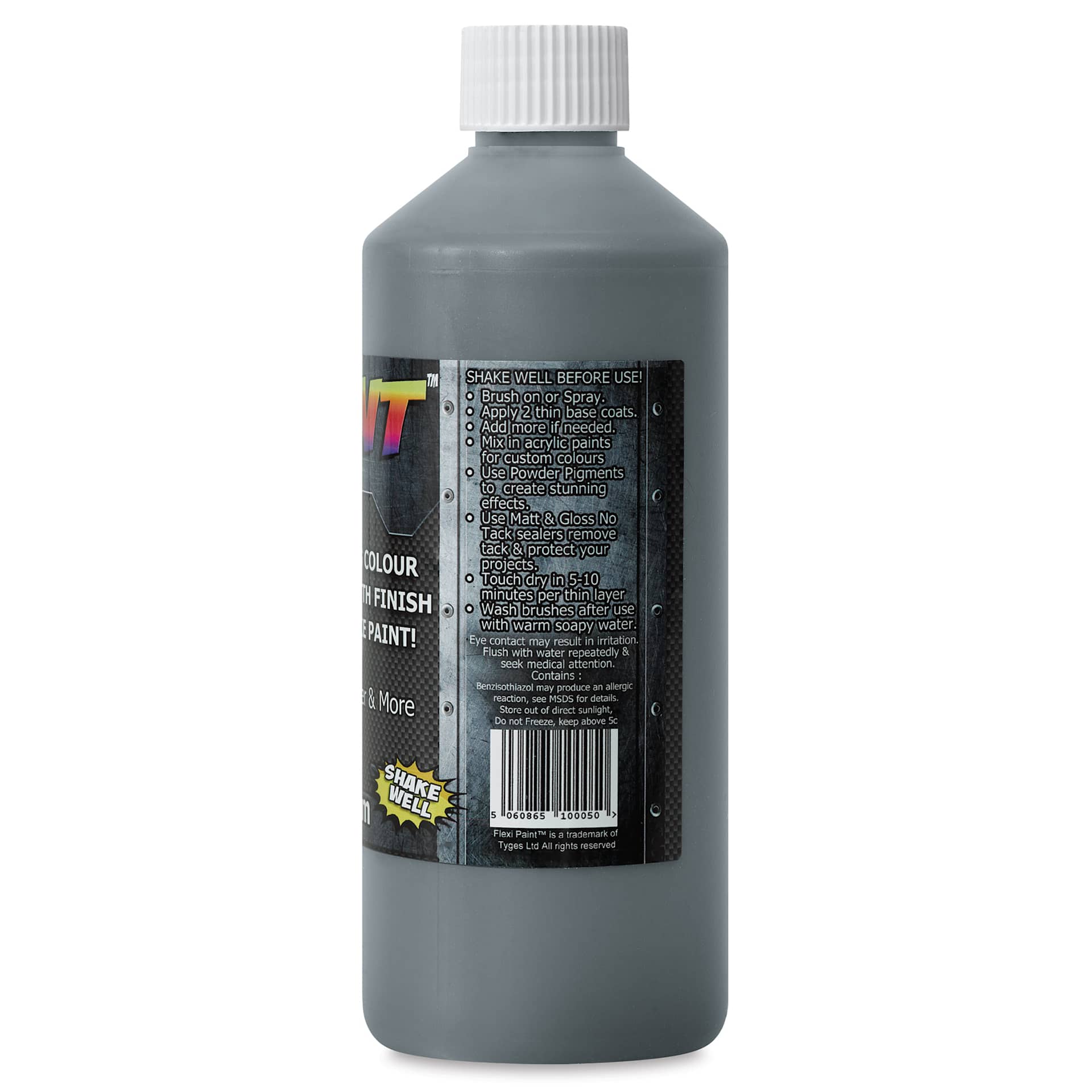 Flexi Paint Waterbased Flexible Cosplay Paint - Metallic Gun Metal, 500 g (1.10 lb) back