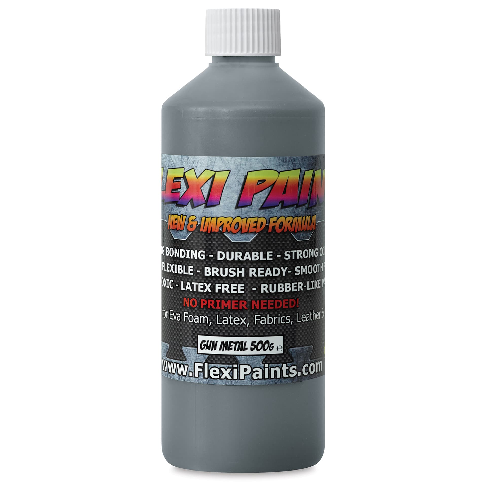 Flexi Paint Waterbased Flexible Cosplay Paint - Metallic Gun Metal, 500 g (1.10 lb)
