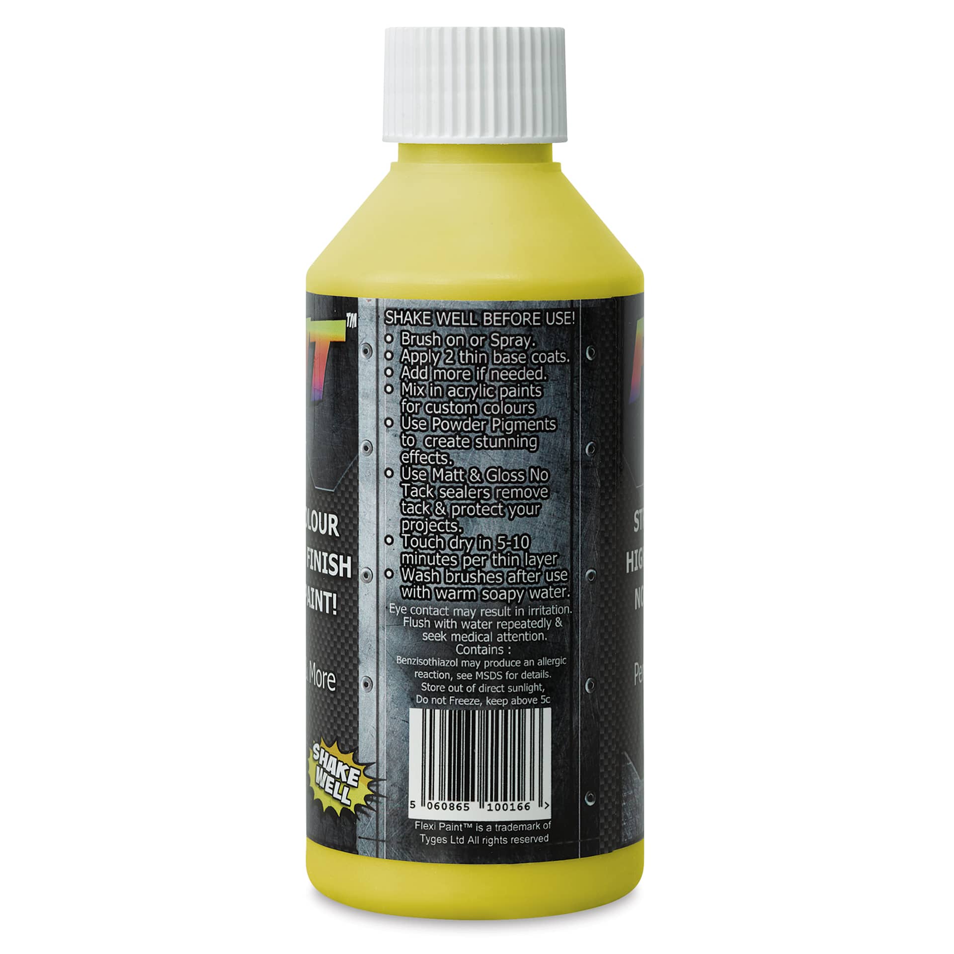 Flexi Paint Waterbased Flexible Cosplay Paint - Yellow, 250 g (0.55 lb) - back